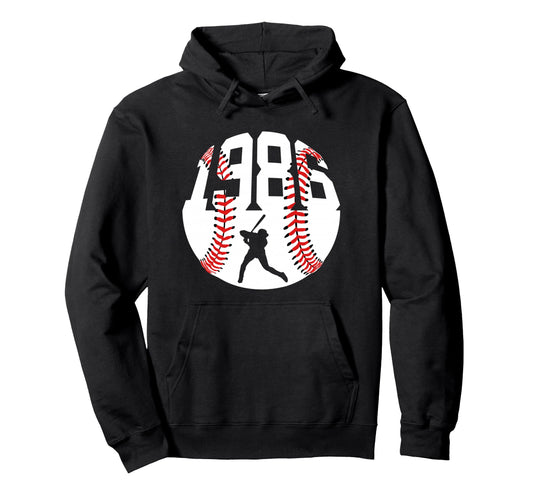 1986 Baseball 40Th Birthday Hoodie - Streetwear Style for Adults - T-Shirt, Sweatshirt, Hoodie