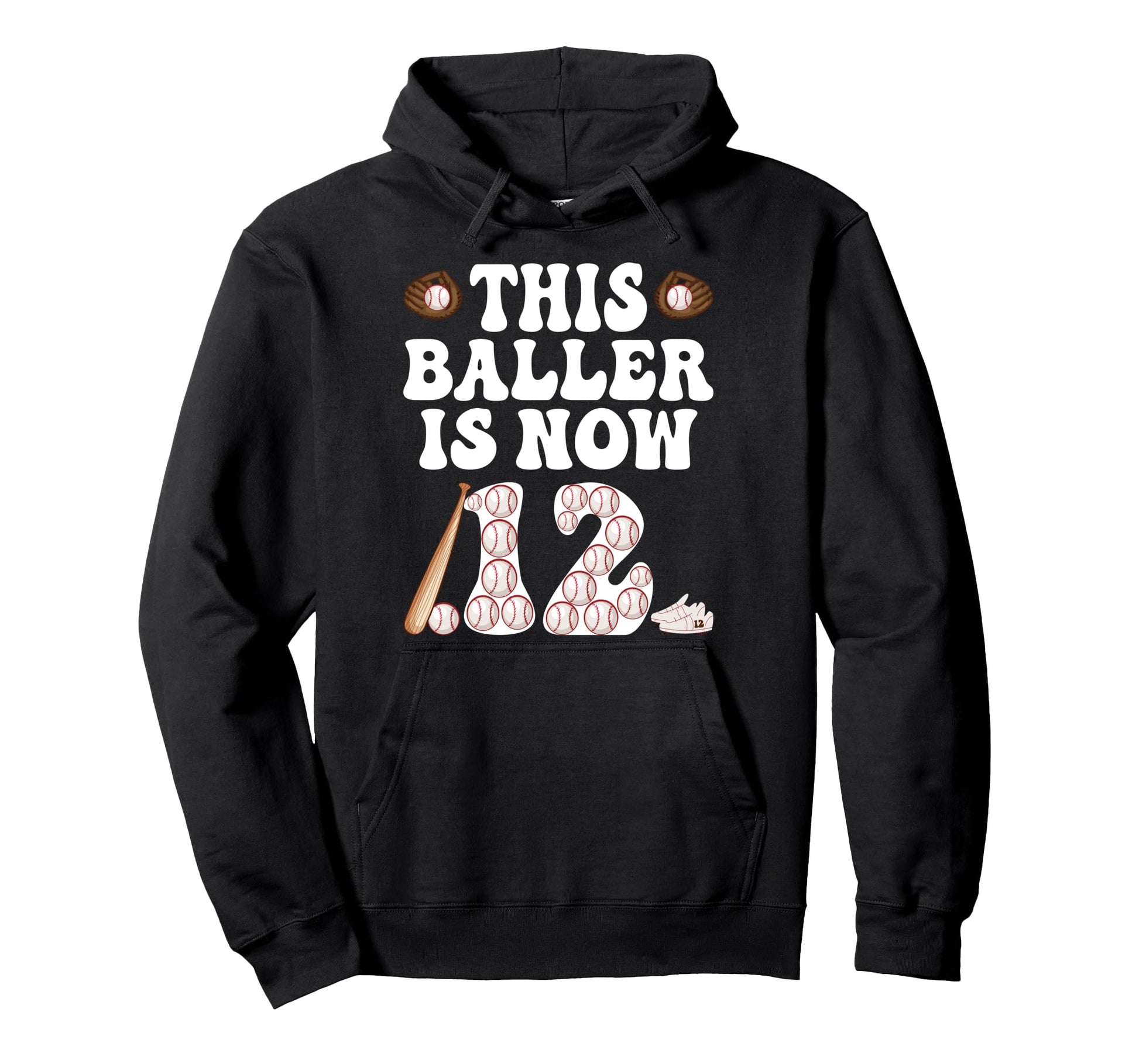 Baseball Themed 12Th Birthday This Hoodie - Casual Everyday Wear Unisex - T-Shirt, Sweatshirt, Hoodie