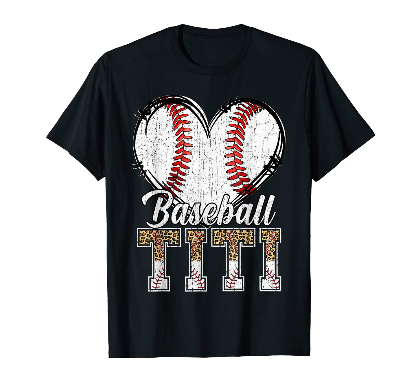 Softball Baseball Titi Heart Leopard T-Shirt - Unique Graphic Men Women - T-Shirt, Sweatshirt, Hoodie