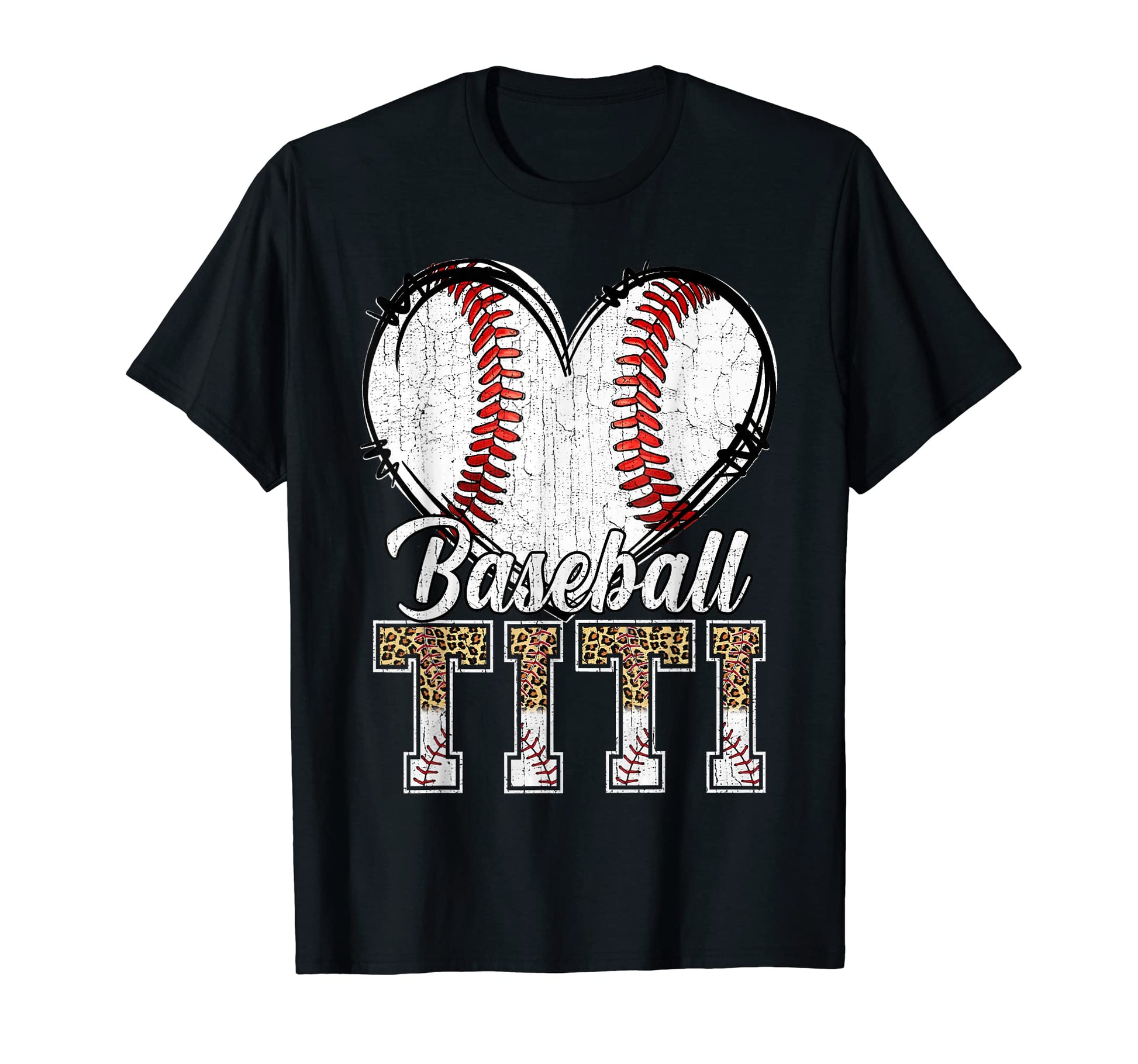 Softball Baseball Titi Heart Leopard T-Shirt - Unique Graphic Men Women - T-Shirt, Sweatshirt, Hoodie