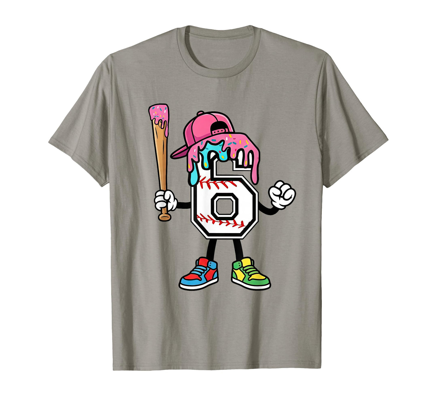 6Th Birthday Baseball Ice Cream T-Shirt - Casual Everyday Wear Men Women - T-Shirt, Sweatshirt, Hoodie