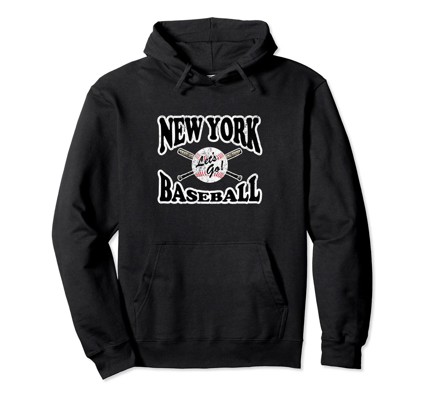 New York Ny Baseball Distressed Hoodie - Fun Novelty Design Unisex - T-Shirt, Sweatshirt, Hoodie