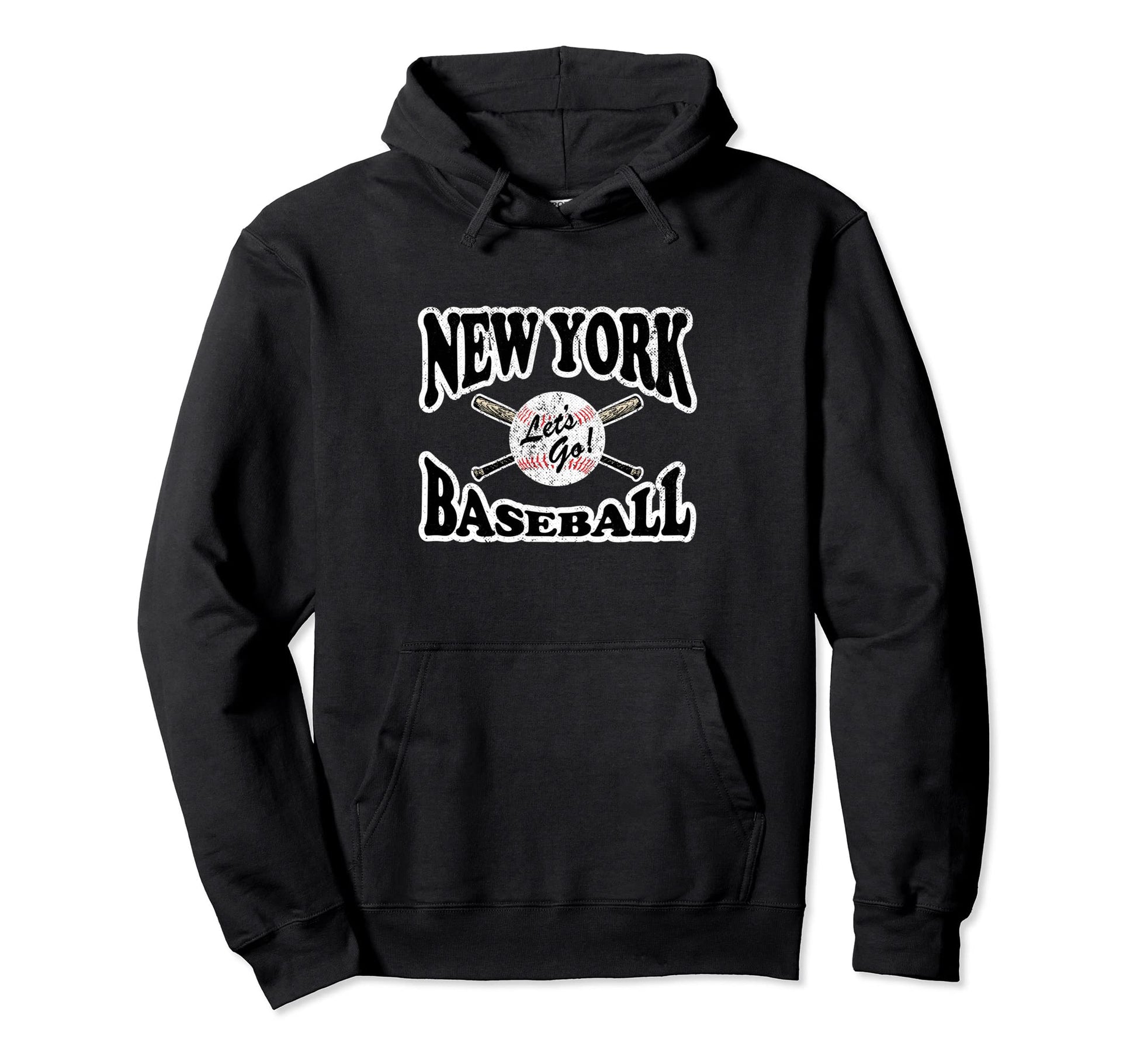New York Ny Baseball Distressed Hoodie - Fun Novelty Design Unisex - T-Shirt, Sweatshirt, Hoodie