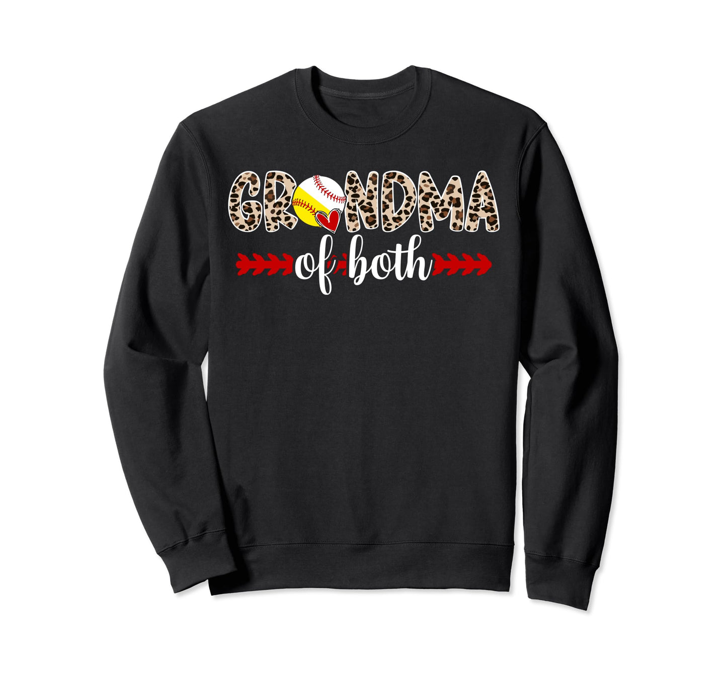 Grandma Both Leopard Baseball Sweatshirt - Unique Graphic for Adults - T-Shirt, Sweatshirt, Hoodie