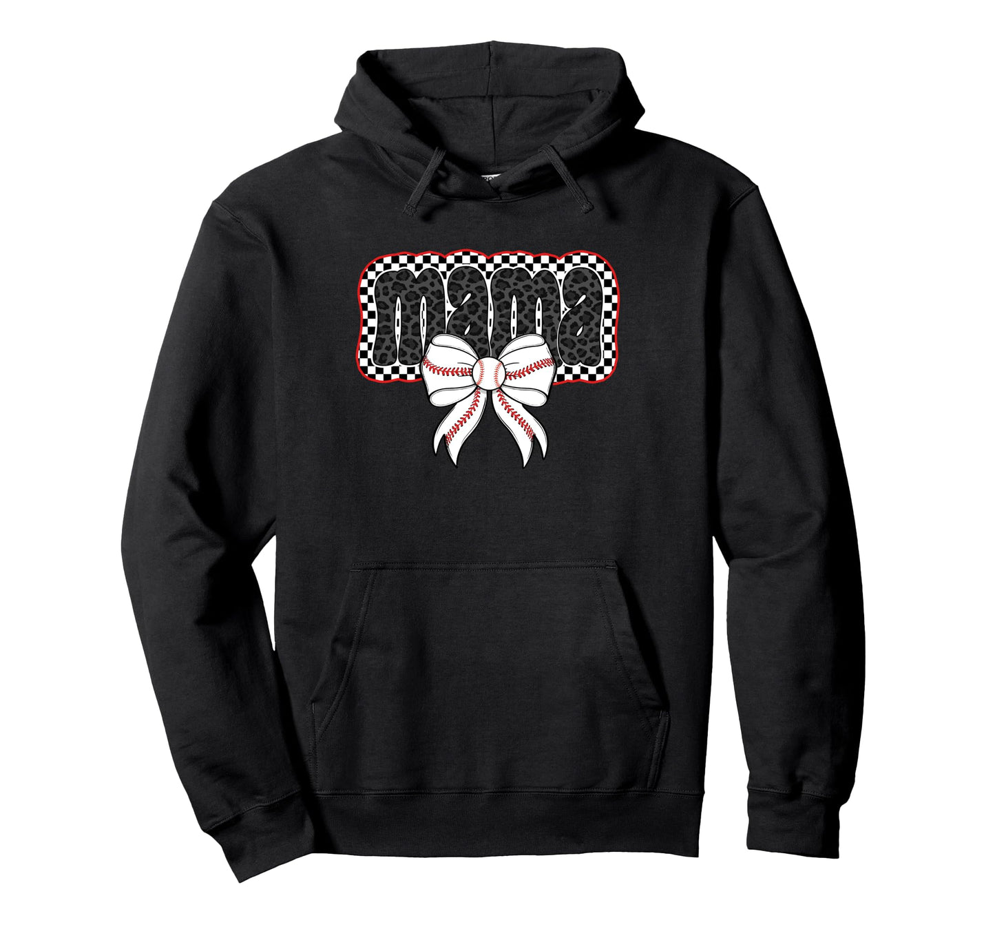 Mama Coquette Bow Baseball Cheer Mom Hoodie - Graphic Print Men Women - T-Shirt, Sweatshirt, Hoodie