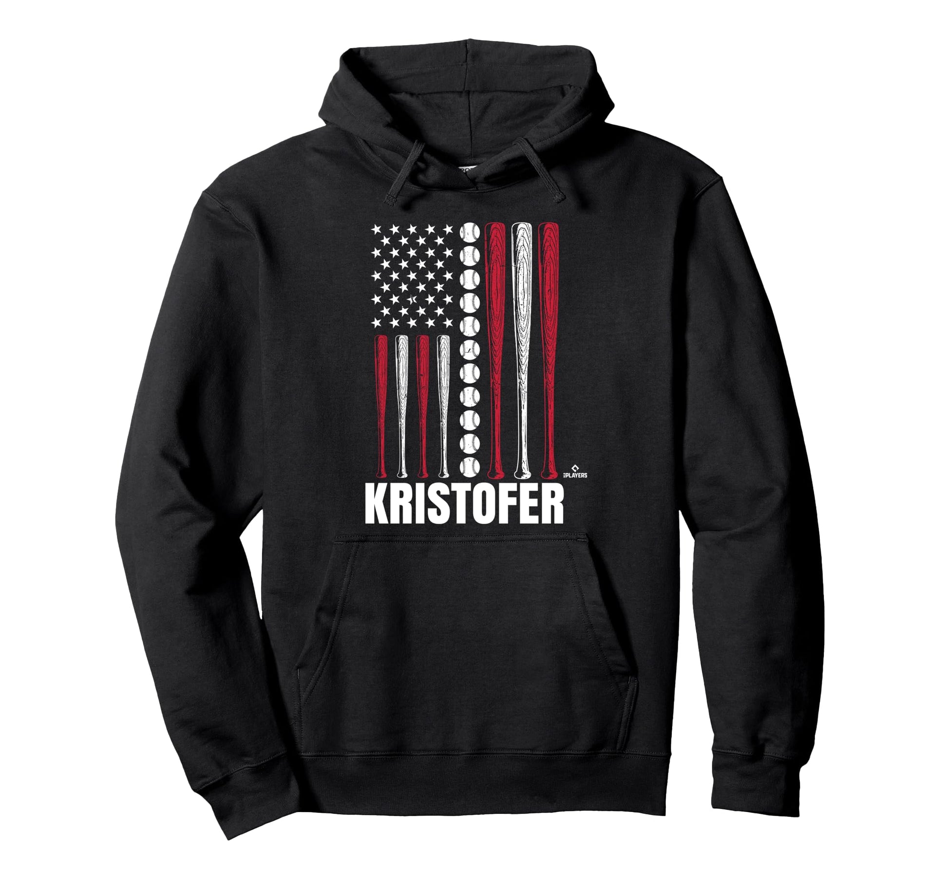 Baseball American Flag Kristofer Bow Hoodie - Minimalist Print Men Women - T-Shirt, Sweatshirt, Hoodie