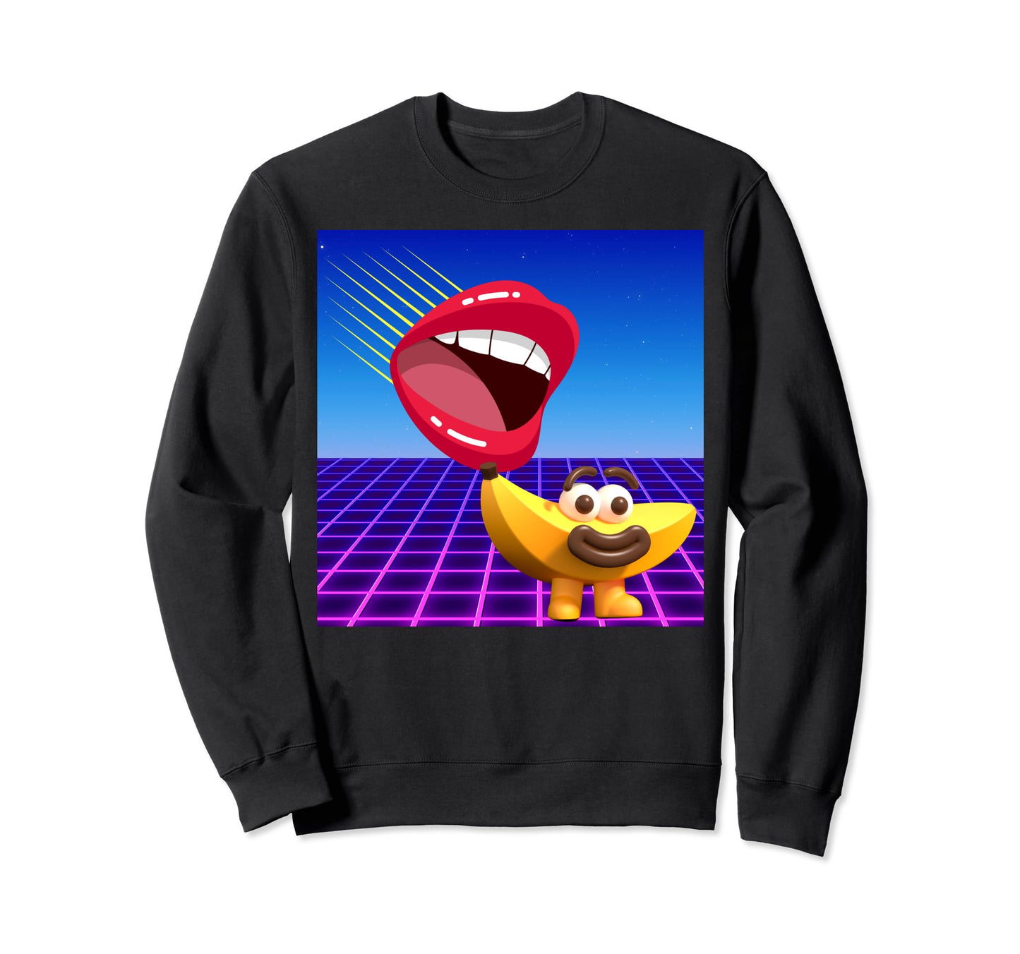 Mouth Eating Banana Weirdcore Y2K Sweatshirt - Novelty Apparel for Adults - T-Shirt, Sweatshirt, Hoodie