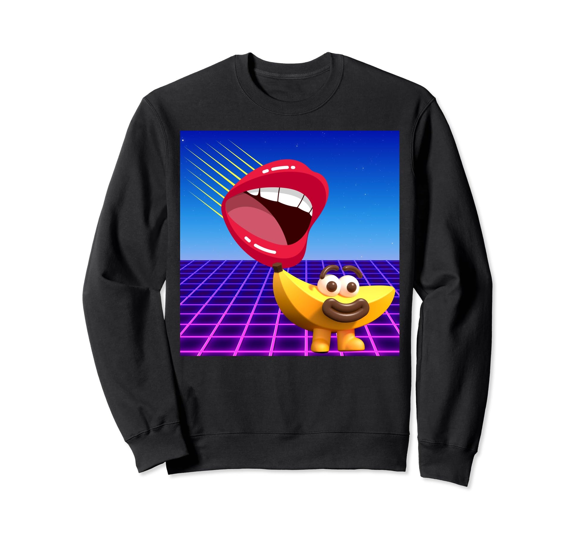 Mouth Eating Banana Weirdcore Y2K Sweatshirt - Novelty Apparel for Adults - T-Shirt, Sweatshirt, Hoodie