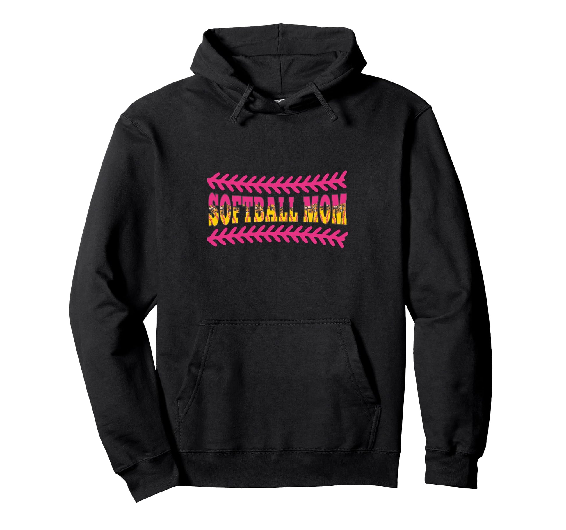Softball Mom Baseball Seams Leopard Pattern Hoodie - Trendy Graphic Unisex - T-Shirt, Sweatshirt, Hoodie