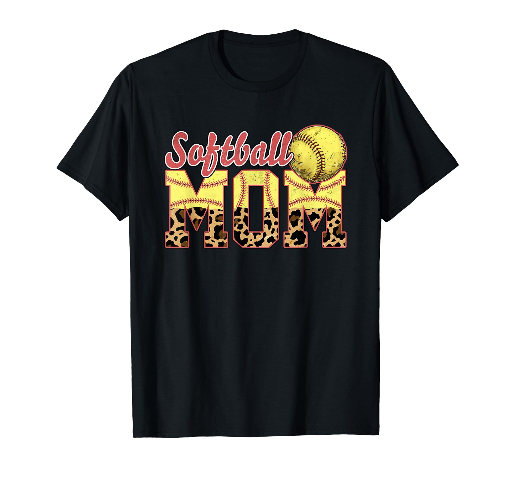 Softball Mom Leopard Funny Softball T-Shirt - Aesthetic Graphic for Adults - T-Shirt, Sweatshirt, Hoodie