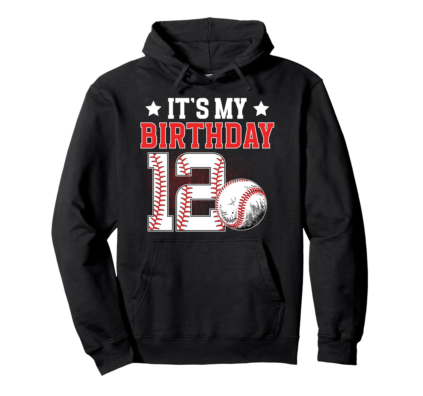 12Th Baseball Birthday Party 12 Year Hoodie - Novelty Apparel Men Women - T-Shirt, Sweatshirt, Hoodie