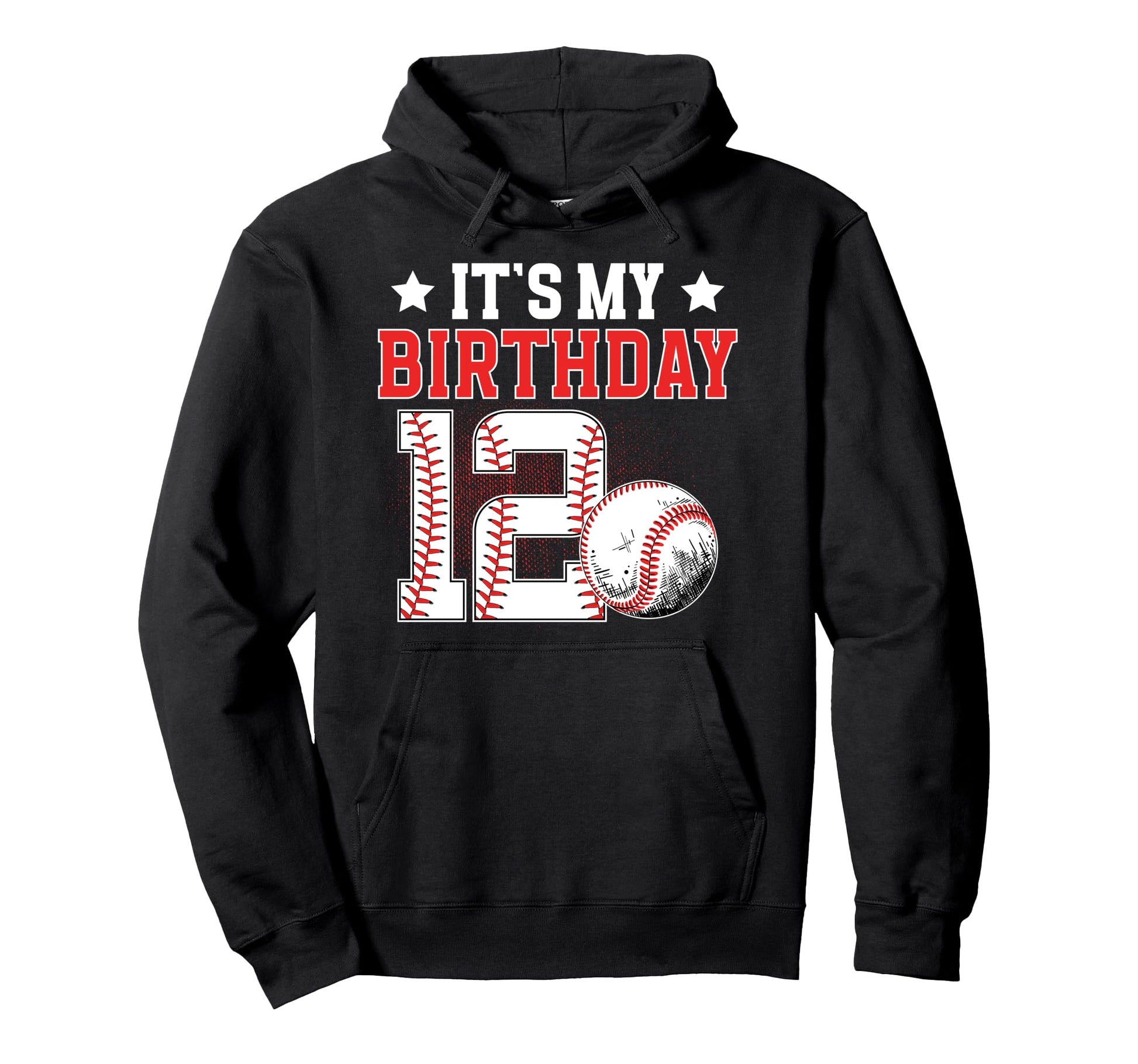 12Th Baseball Birthday Party 12 Year Hoodie - Novelty Apparel Men Women - T-Shirt, Sweatshirt, Hoodie