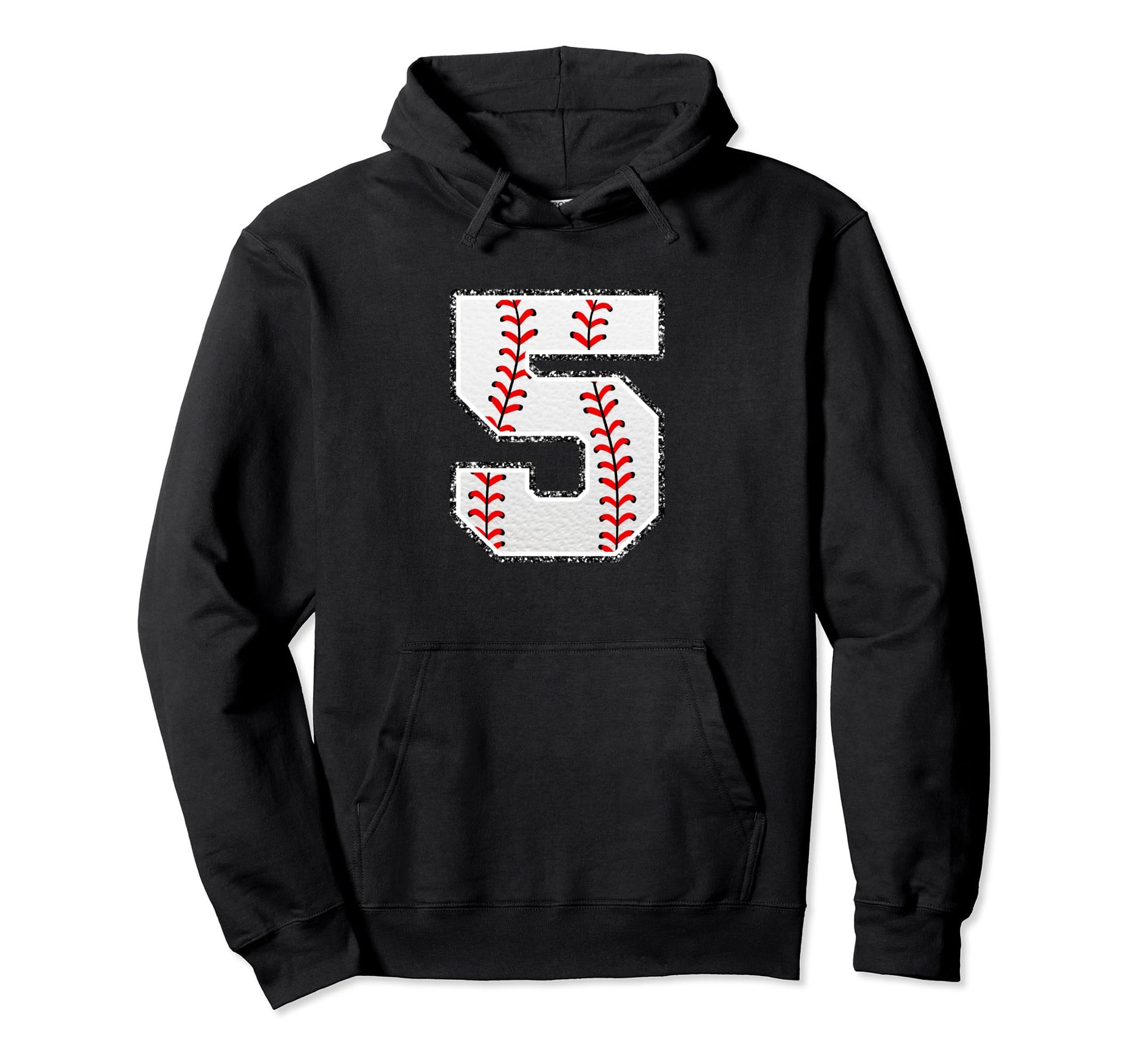 Number 5 Baseball Distressed Number Hoodie - Unique Graphic Men Women - T-Shirt, Sweatshirt, Hoodie