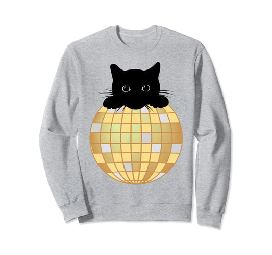 Aesthetic Disco Ball Silver Yellow Sweatshirt - Minimalist Print Men Women - T-Shirt, Sweatshirt, Hoodie