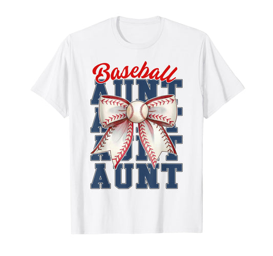 Baseball Aunt Auntie Coquette Bow T-Shirt - Trendy Graphic for Adults - T-Shirt, Sweatshirt, Hoodie