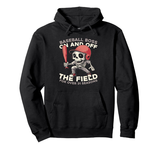 31 Years Old Baseballer Baseball Hoodie - Minimalist Print for Adults - T-Shirt, Sweatshirt, Hoodie