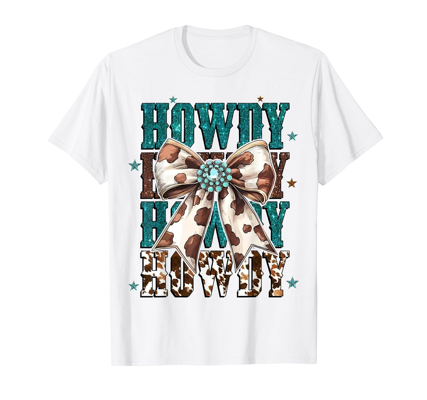 Turquoise Cowhide Howdy Cowgirl T-Shirt - Casual Everyday Wear for Adults - T-Shirt, Sweatshirt, Hoodie