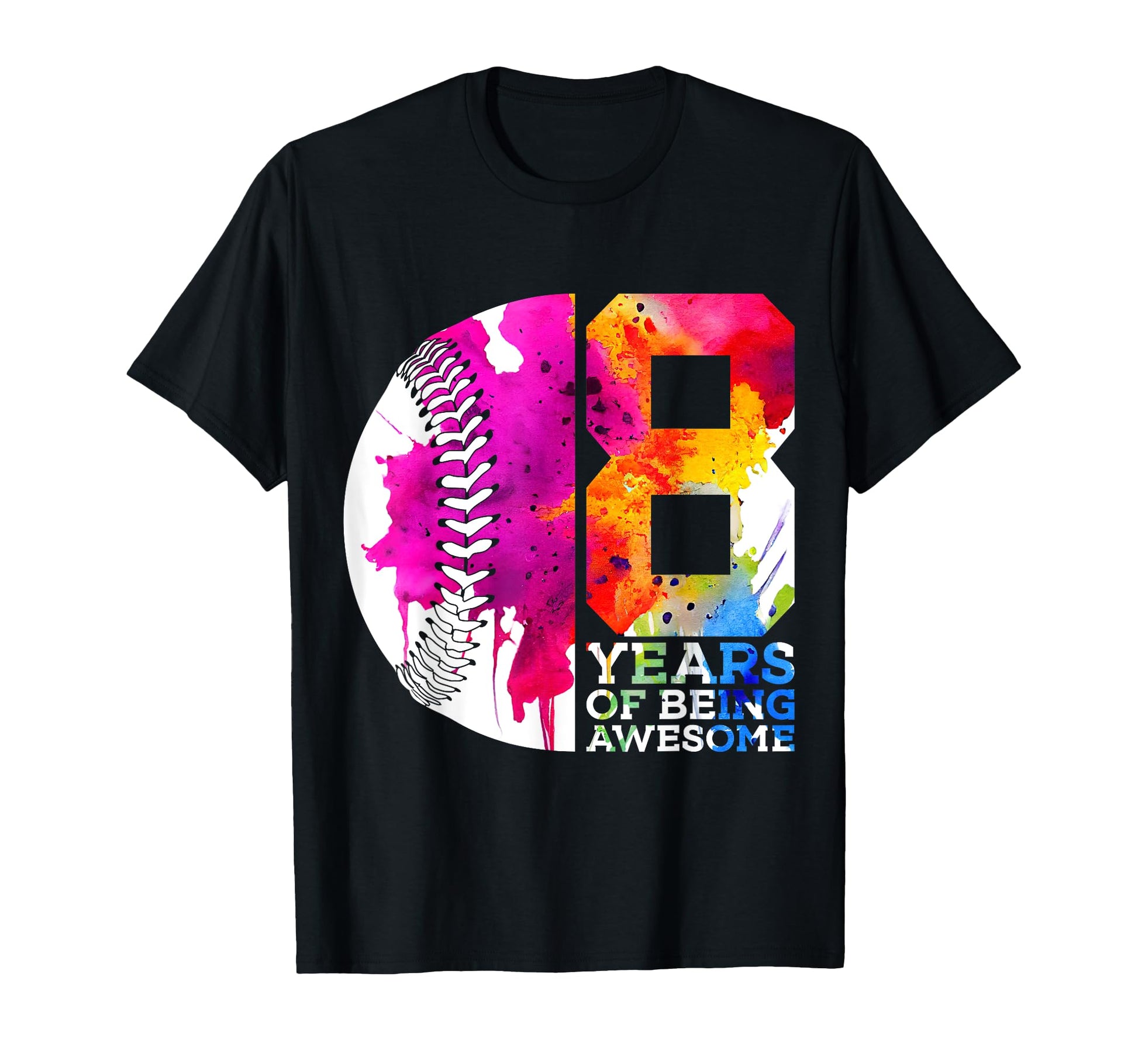8 Years Being Awesome Baseball 8Th T-Shirt - Graphic Print Men Women - T-Shirt, Sweatshirt, Hoodie