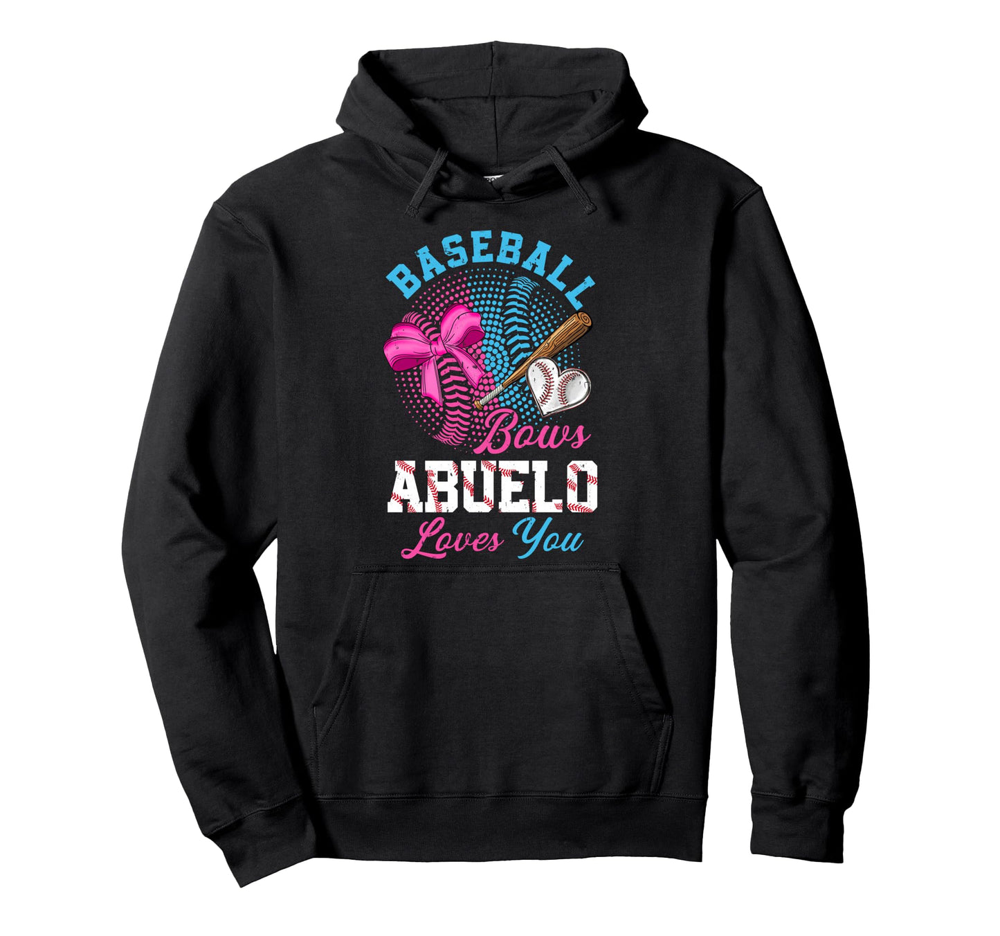 Baseball Or Bows Gender Reveal Abuelo Hoodie - Trendy Graphic Men Women - T-Shirt, Sweatshirt, Hoodie