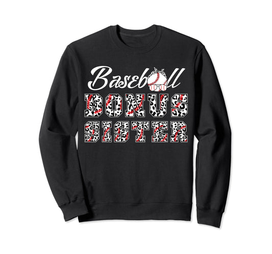 Baseball Bonus Sister Leopard Game Day Sweatshirt - Unique Graphic Unisex - T-Shirt, Sweatshirt, Hoodie