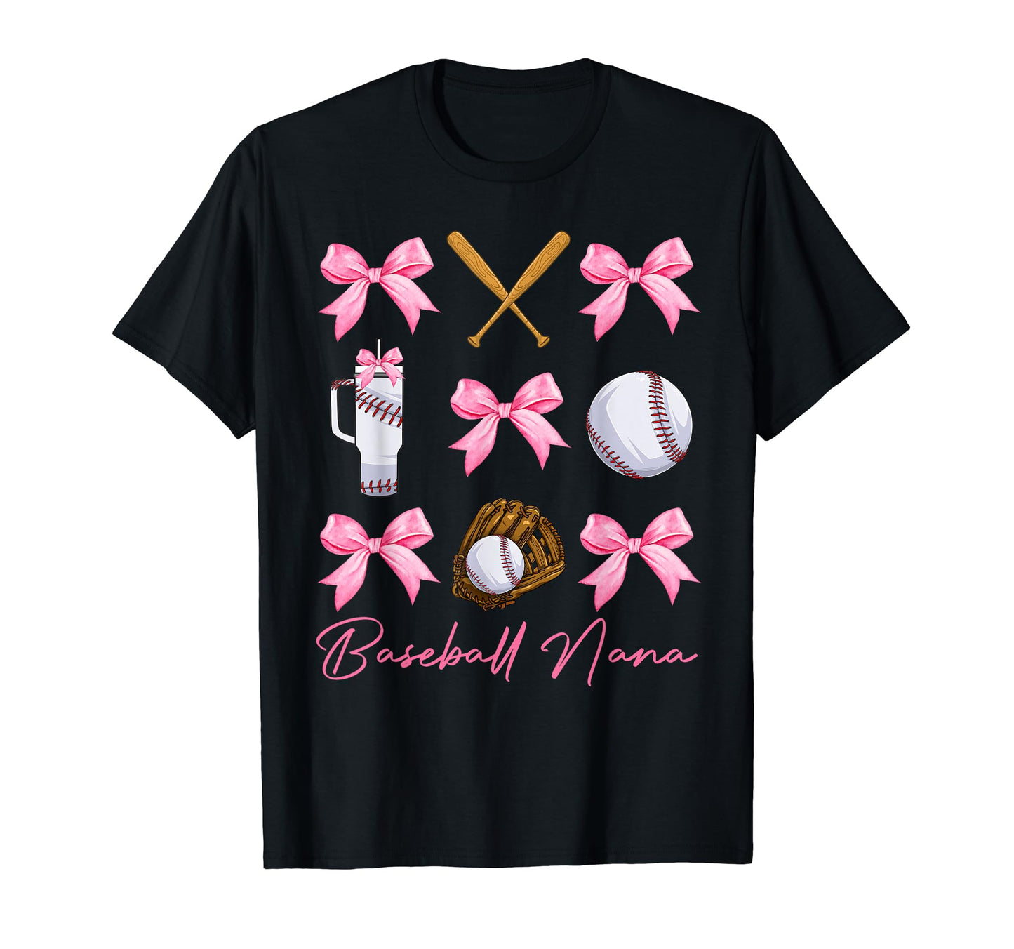 Funny Baseball Nana Era Bows Baseball Mom T-Shirt - Novelty Apparel Unisex - T-Shirt, Sweatshirt, Hoodie