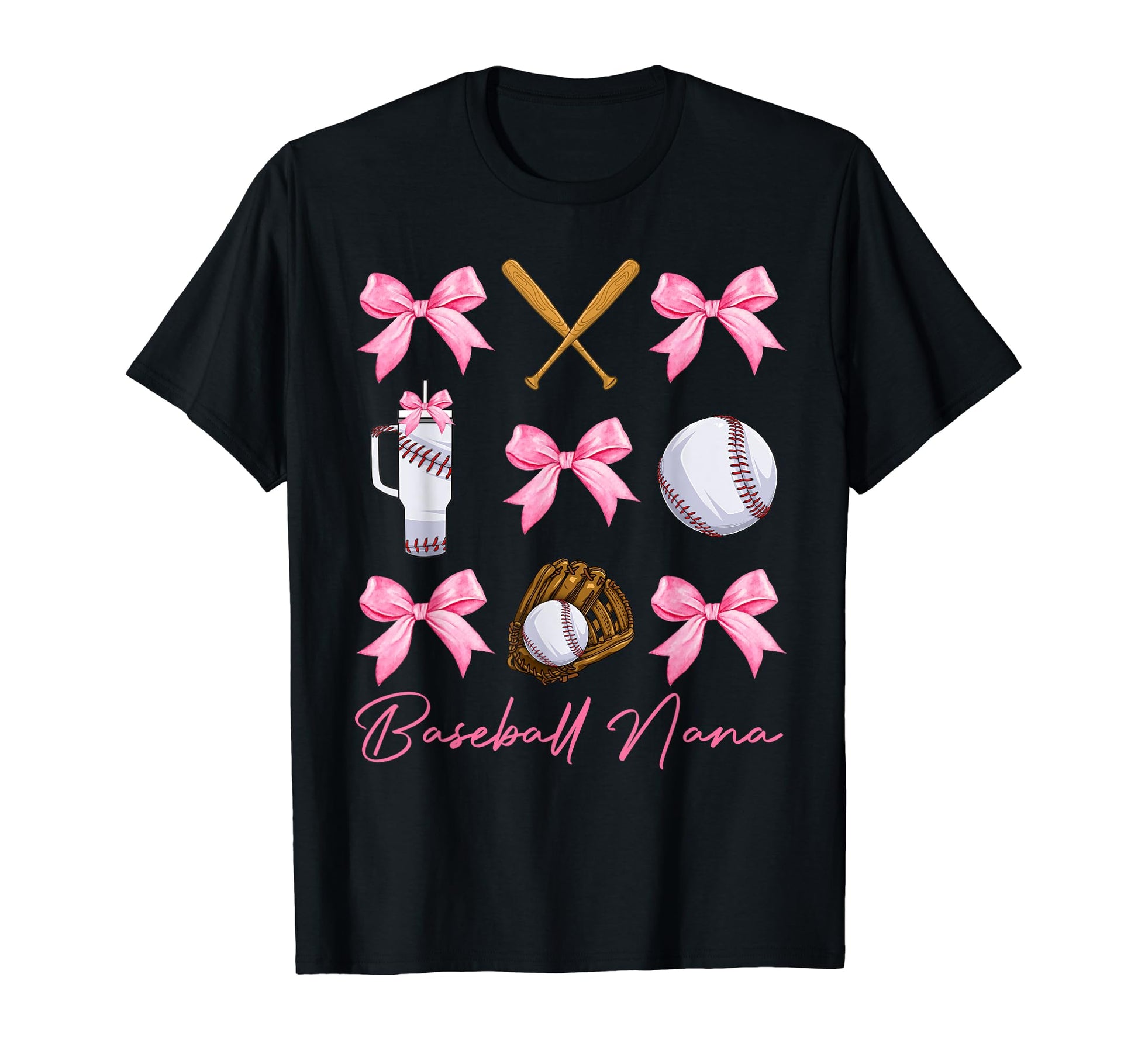 Funny Baseball Nana Era Bows Baseball Mom T-Shirt - Novelty Apparel Unisex - T-Shirt, Sweatshirt, Hoodie