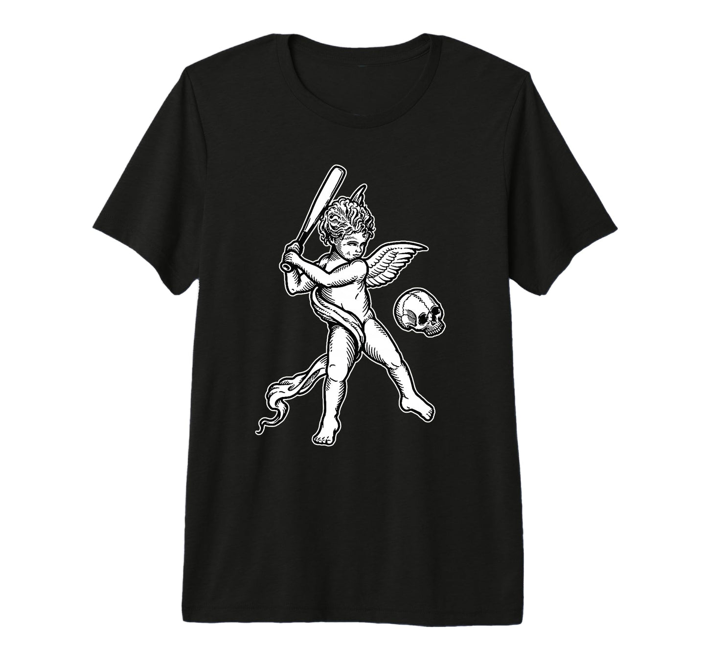 Angel Cherub Skull Baseball Tri Blend T-Shirt - Streetwear Style for Adults - T-Shirt, Sweatshirt, Hoodie