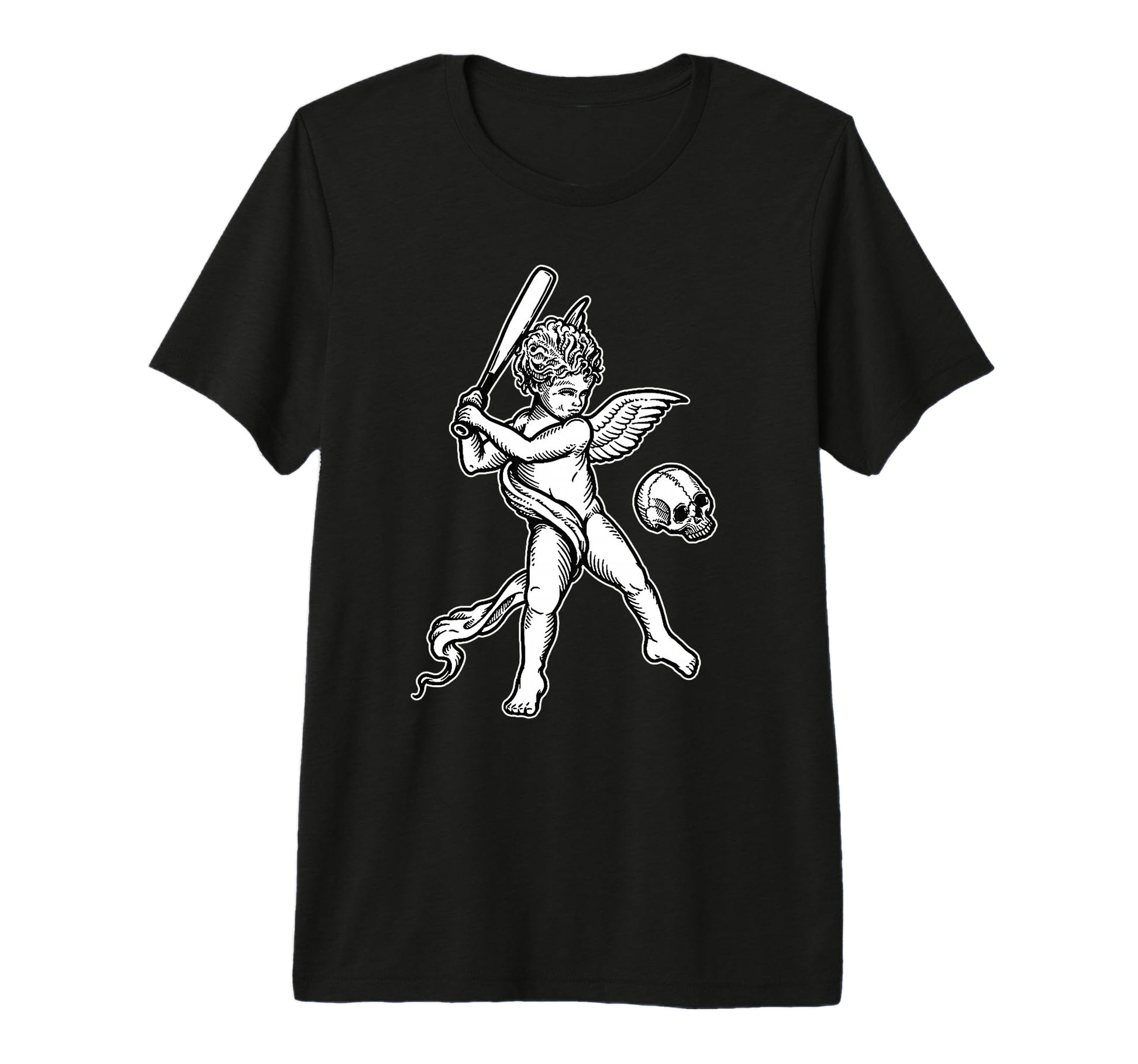 Angel Cherub Skull Baseball Tri Blend T-Shirt - Streetwear Style for Adults - T-Shirt, Sweatshirt, Hoodie