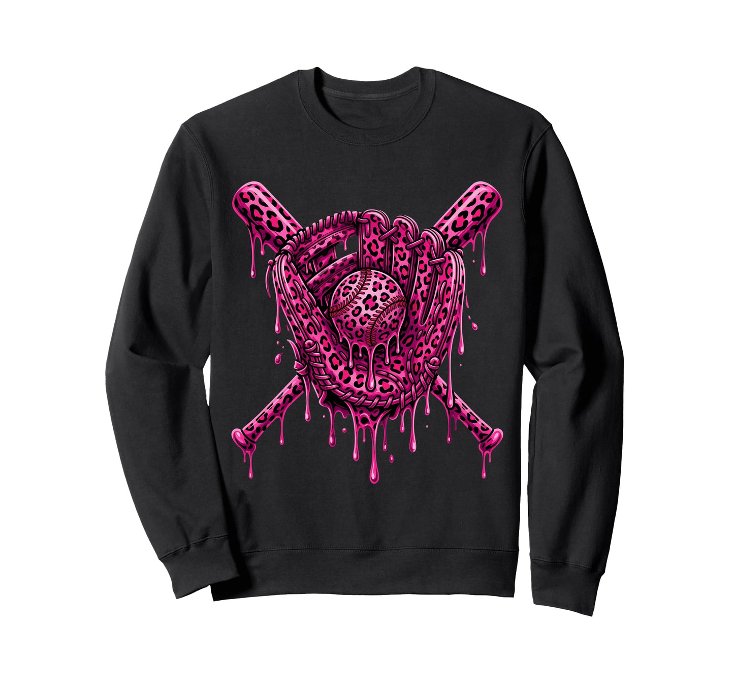 Baseball Drip Leopard Pattern Sweatshirt - Aesthetic Graphic Unisex - T-Shirt, Sweatshirt, Hoodie