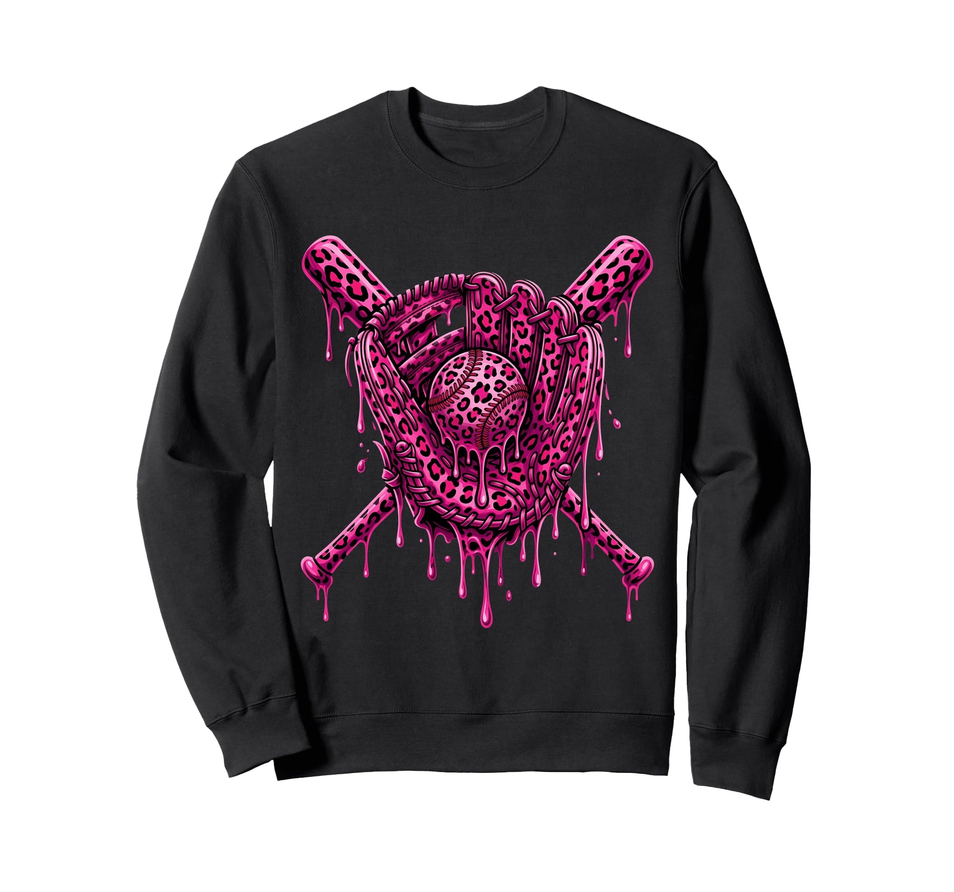 Baseball Drip Leopard Pattern Sweatshirt - Aesthetic Graphic Unisex - T-Shirt, Sweatshirt, Hoodie