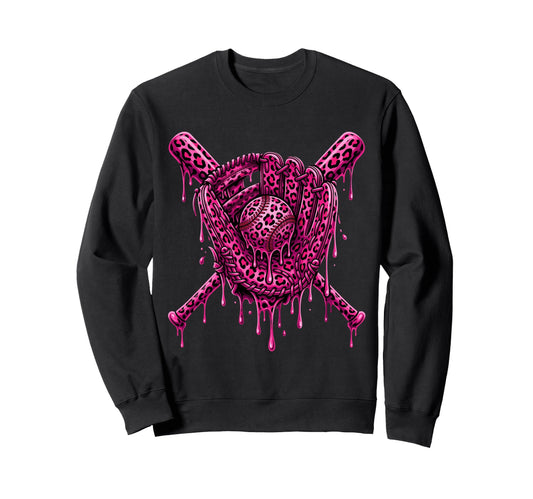 Baseball Drip Leopard Pattern Sweatshirt - Aesthetic Graphic Unisex - T-Shirt, Sweatshirt, Hoodie