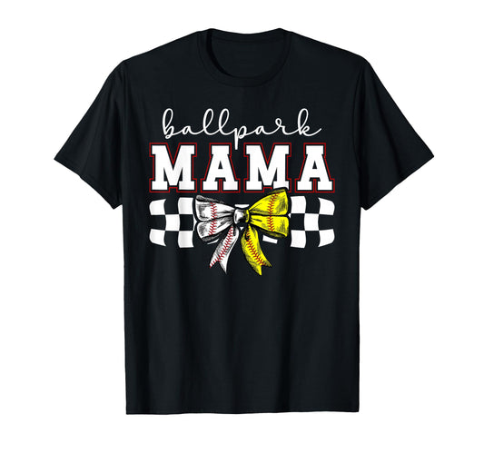 Ballpark Mama Coquette Softball Baseball T-Shirt - Graphic Print Unisex - T-Shirt, Sweatshirt, Hoodie