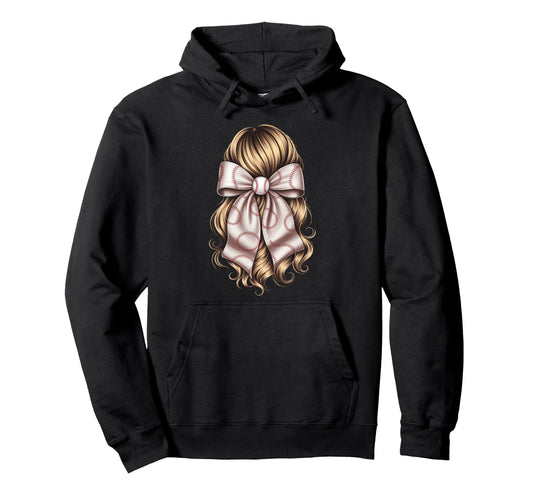 Baseball Coquette Bow Baseball Player Hoodie - Minimalist Print for Adults - T-Shirt, Sweatshirt, Hoodie