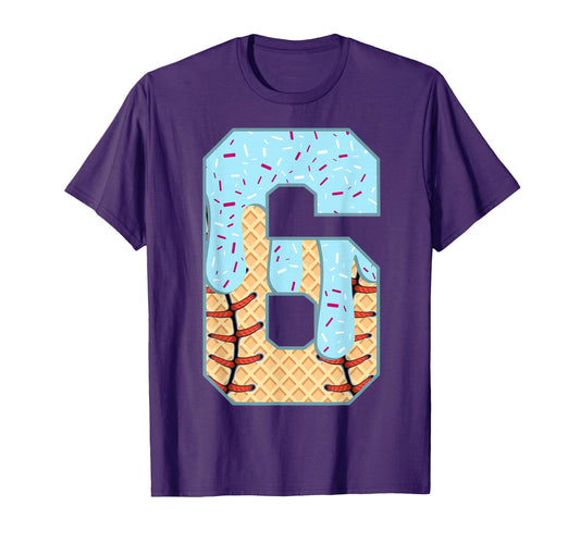 Baseball Drip 6 Year Old Ice Cream T-Shirt - Aesthetic Graphic for Adults - T-Shirt, Sweatshirt, Hoodie