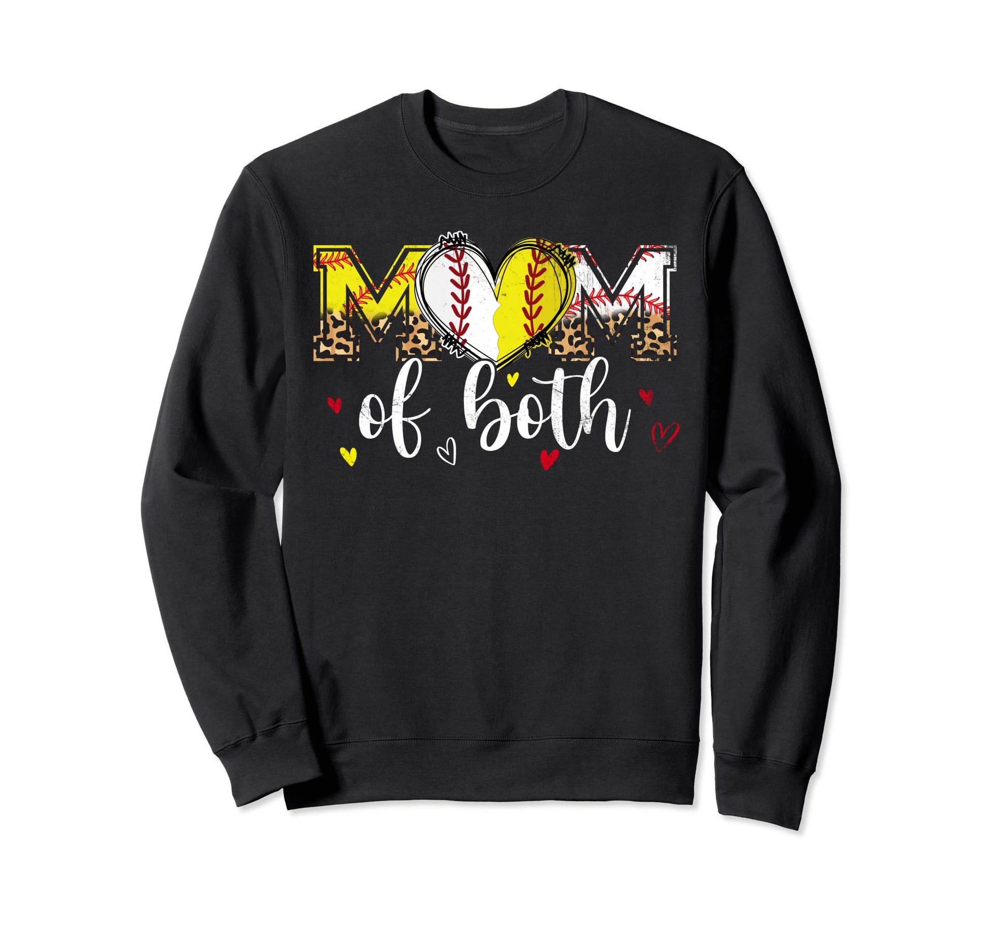 Mom Both Baseball Softball Heart Sweatshirt - Trendy Graphic for Adults - T-Shirt, Sweatshirt, Hoodie