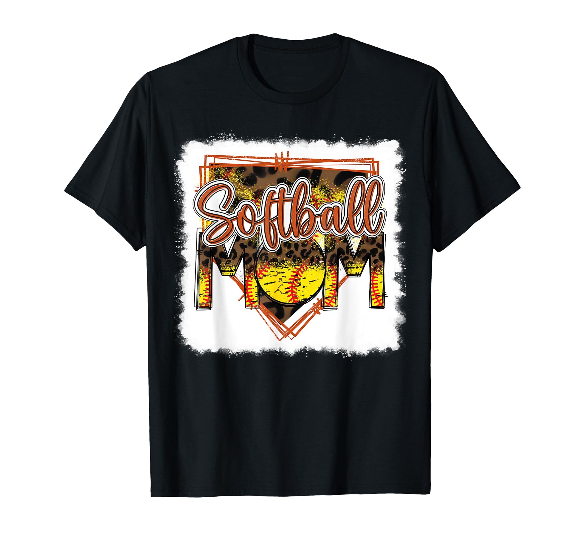Bleached Softball Mom Leopard Funny T-Shirt - Novelty Apparel Unisex - T-Shirt, Sweatshirt, Hoodie
