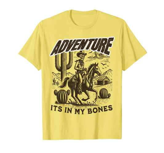 Adventure Cowboy Skeleton Western T-Shirt - Novelty Apparel for Adults - T-Shirt, Sweatshirt, Hoodie