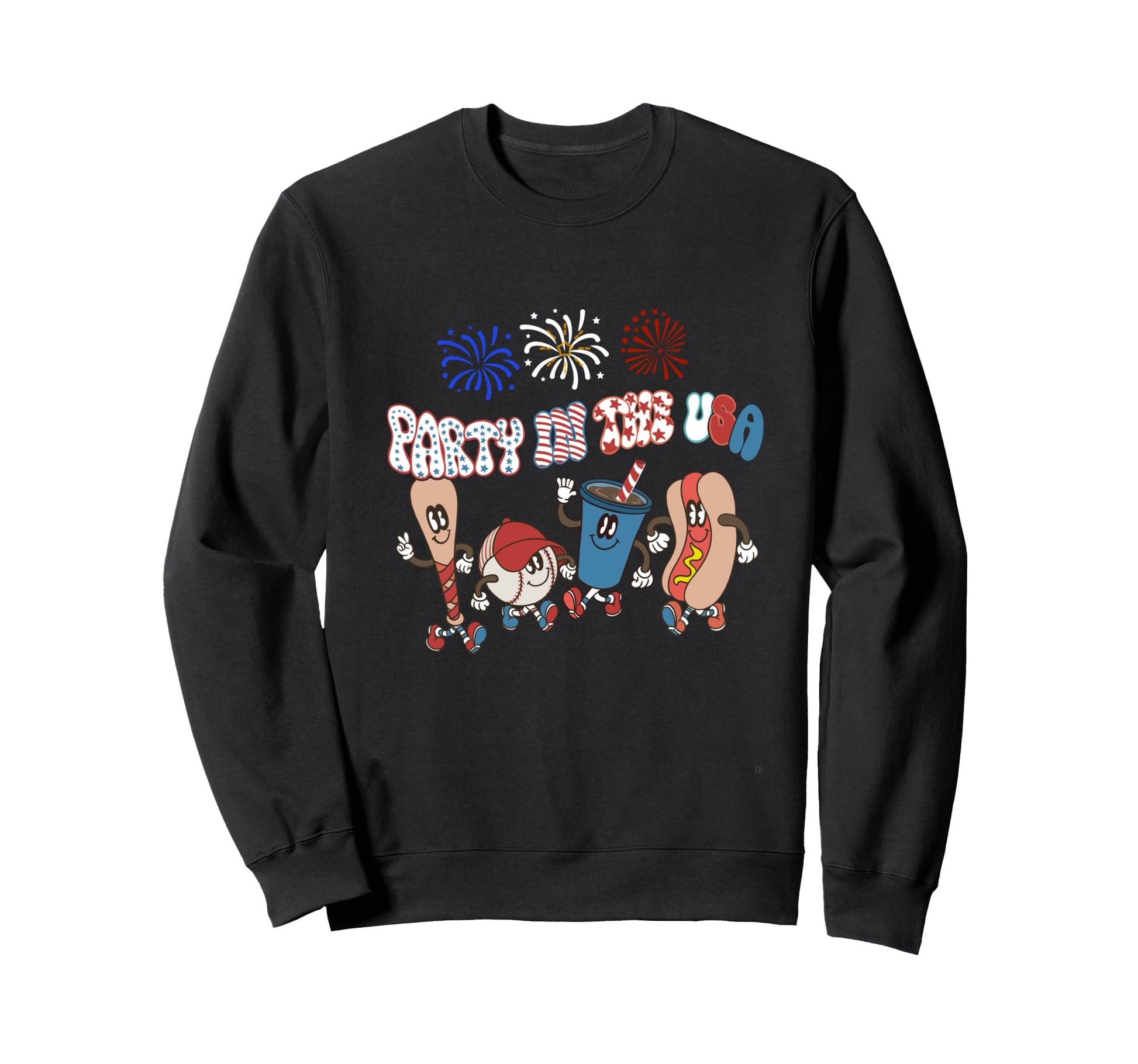 Party Usa 4Th July Baseball Hot Dogs Sweatshirt - Fun Novelty Design Unisex - T-Shirt, Sweatshirt, Hoodie