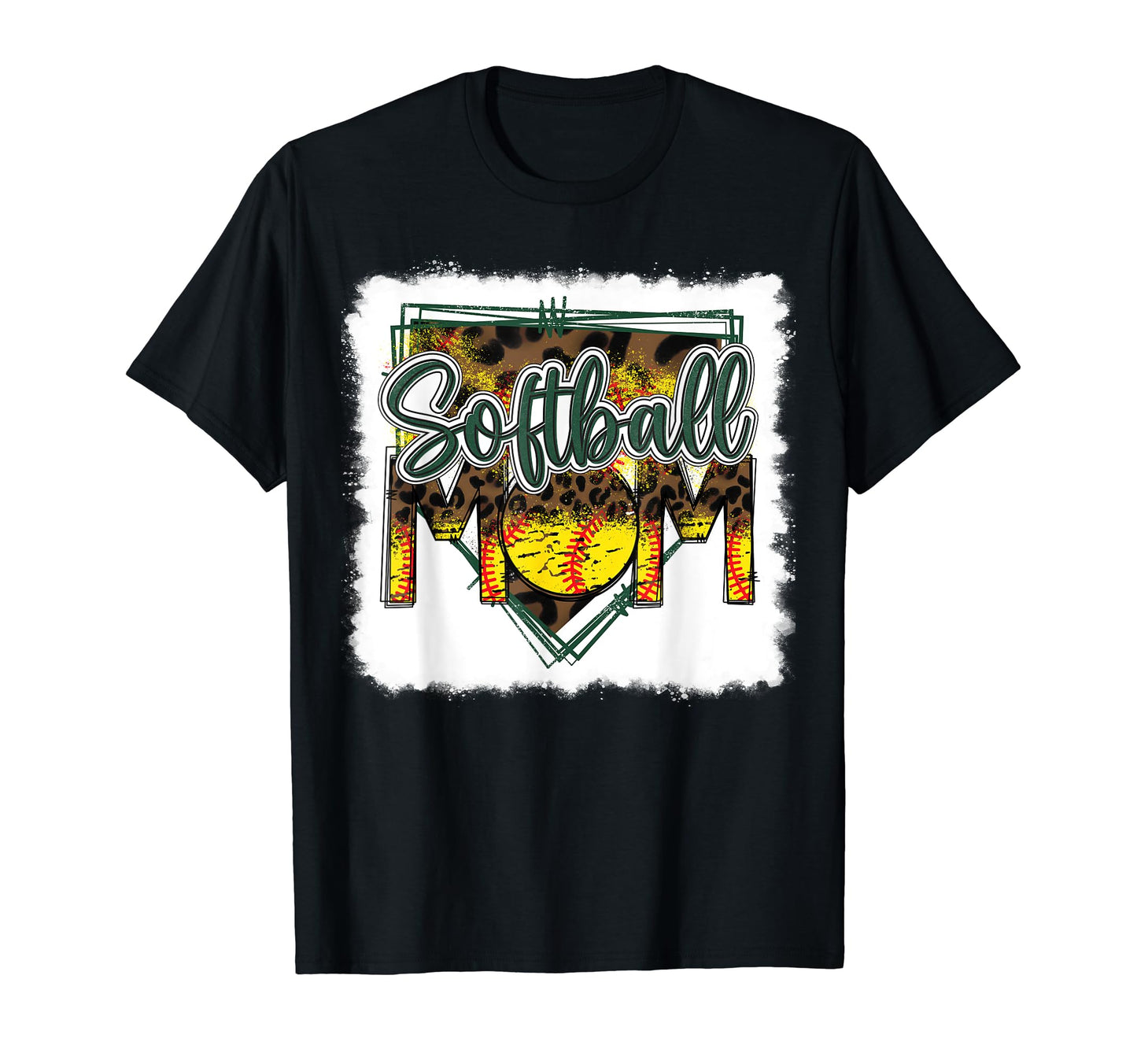 Bleached Softball Mom Leopard Funny T-Shirt - Minimalist Print Men Women - T-Shirt, Sweatshirt, Hoodie