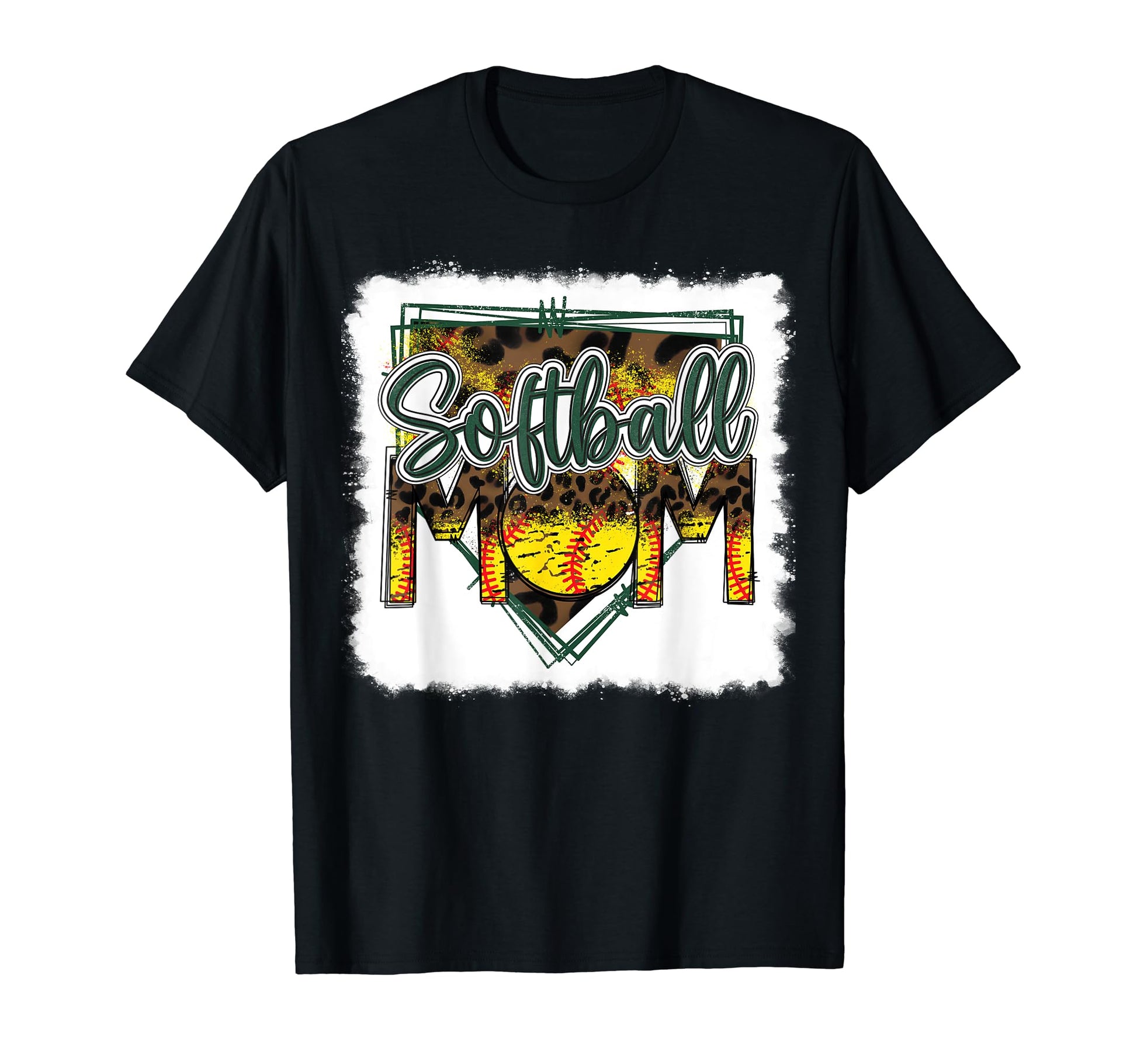 Bleached Softball Mom Leopard Funny T-Shirt - Minimalist Print Men Women - T-Shirt, Sweatshirt, Hoodie