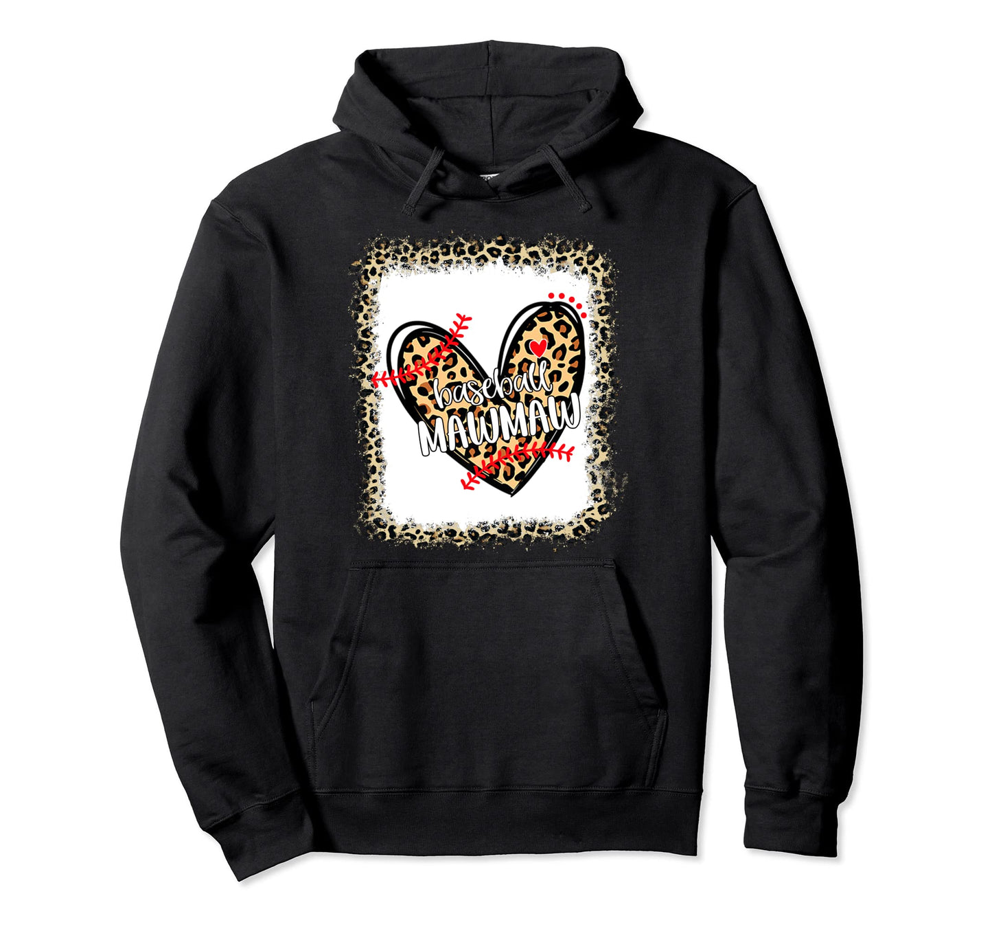 Bleached Leopard Heart Baseball Mawmaw Hoodie - Casual Everyday Wear Unisex - T-Shirt, Sweatshirt, Hoodie