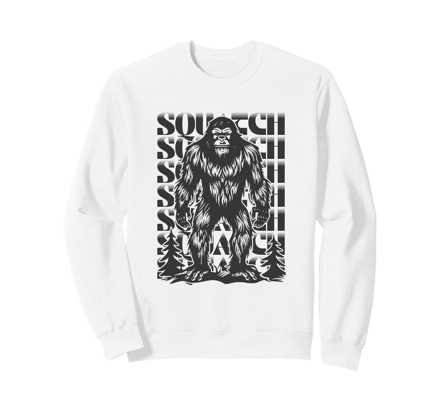 Linocut Sasquatch Forest Bigfoot Sweatshirt - Trendy Graphic Men Women - T-Shirt, Sweatshirt, Hoodie