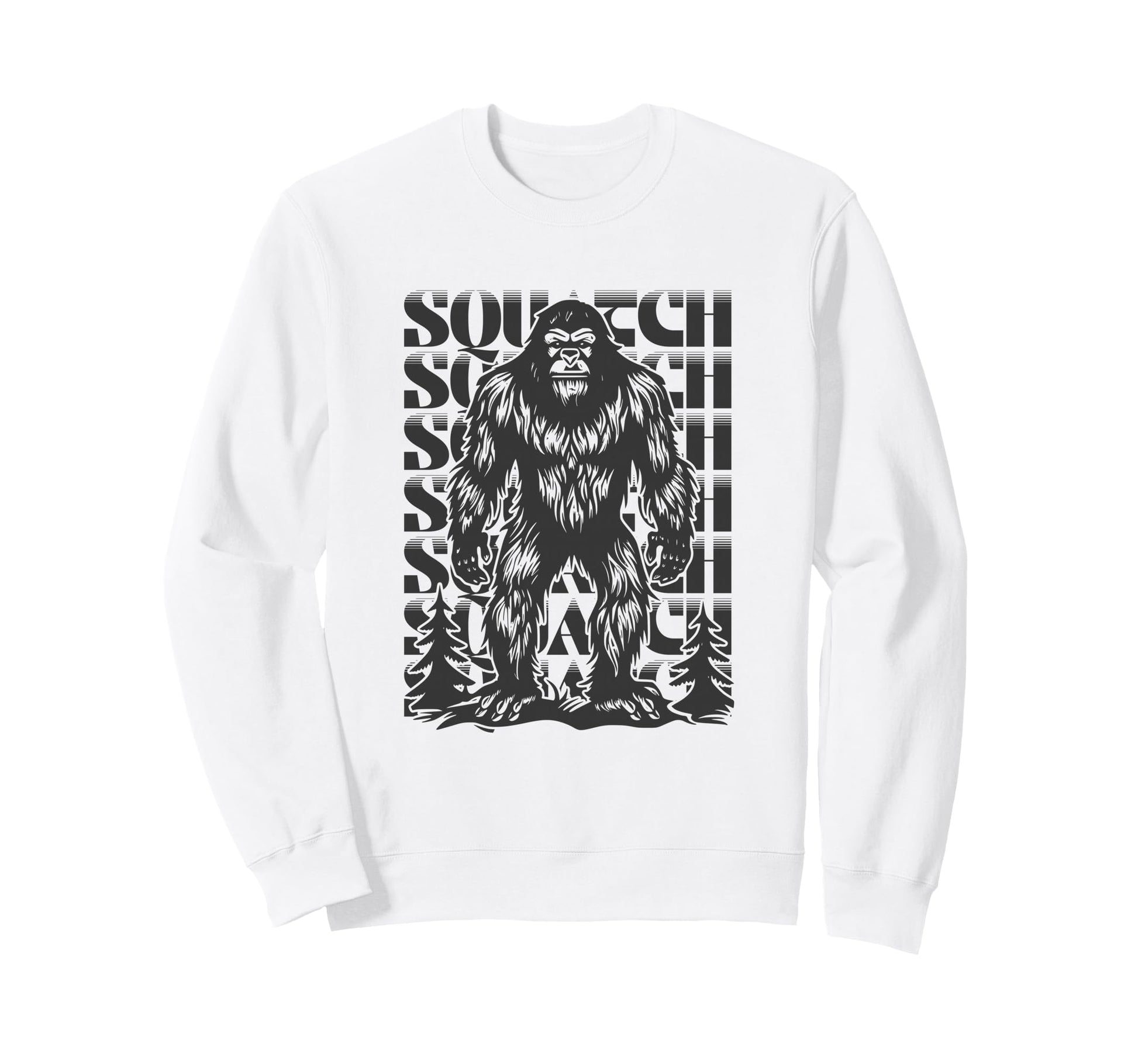 Linocut Sasquatch Forest Bigfoot Sweatshirt - Trendy Graphic Men Women - T-Shirt, Sweatshirt, Hoodie