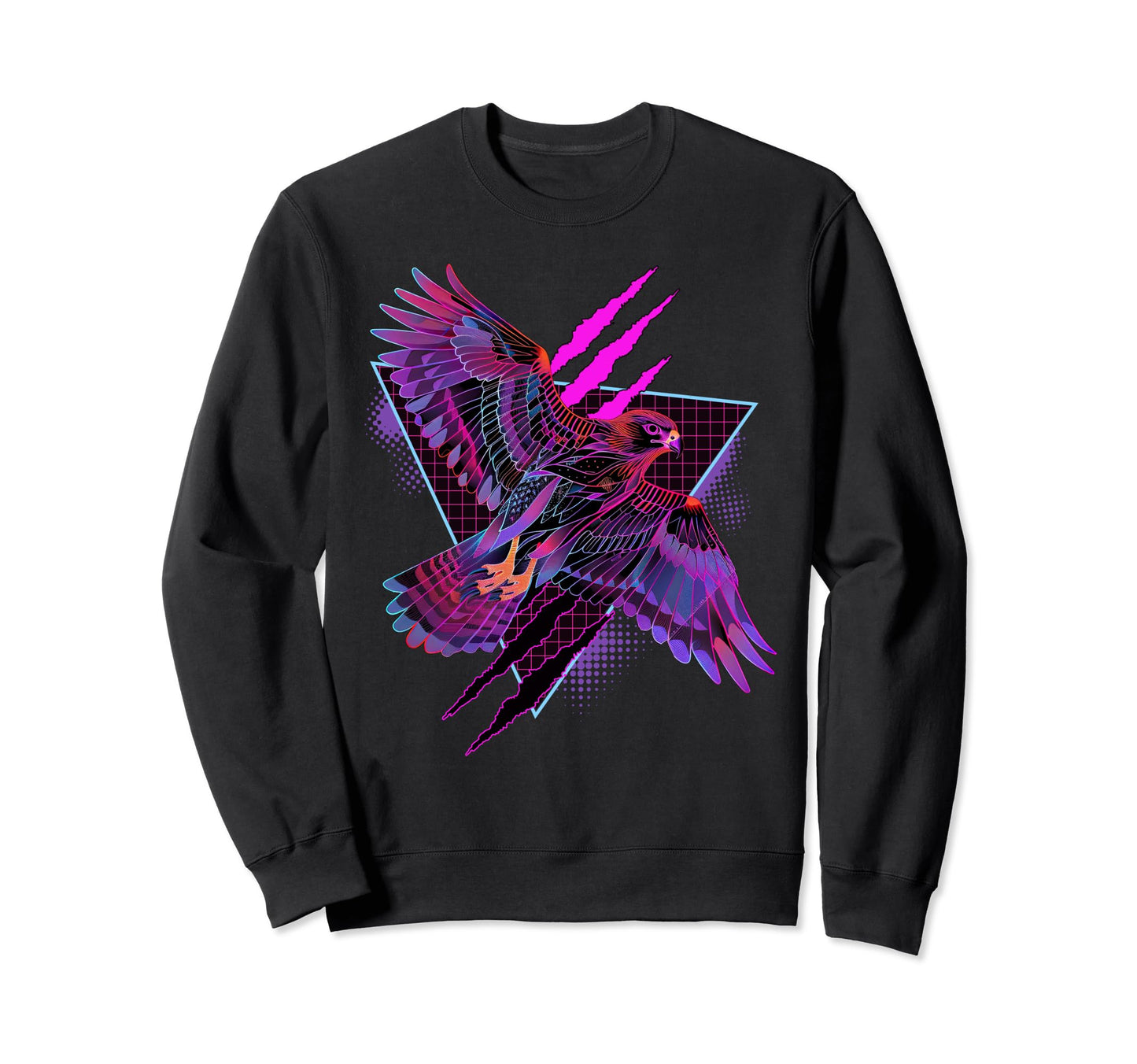 Vaporwave Falcon Geometric Sweatshirt - Minimalist Print for Adults - T-Shirt, Sweatshirt, Hoodie