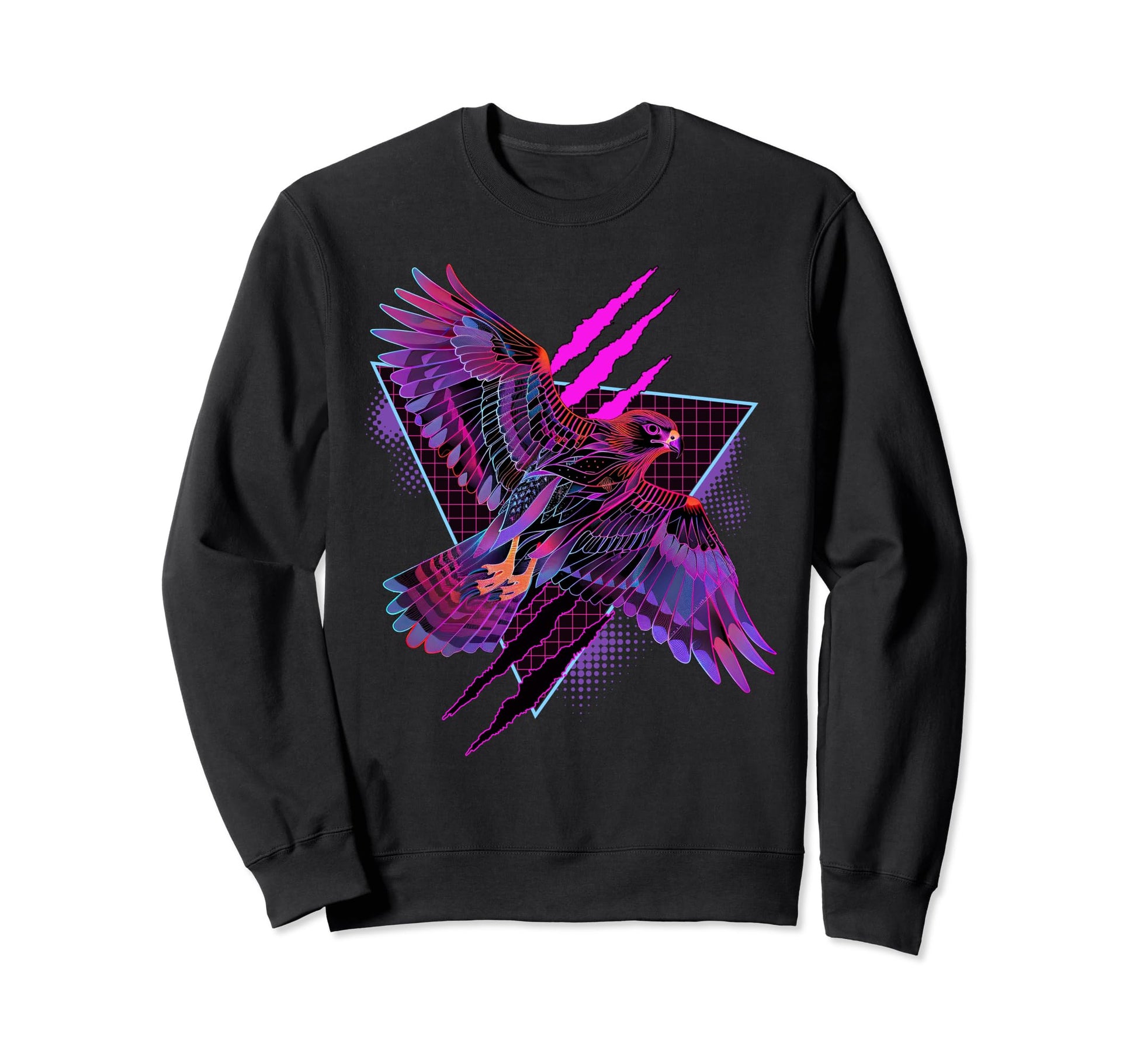 Vaporwave Falcon Geometric Sweatshirt - Minimalist Print for Adults - T-Shirt, Sweatshirt, Hoodie