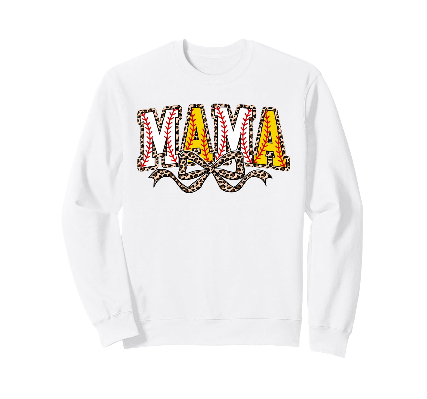 Leopard Baseball Softball Mama Sweatshirt - Casual Everyday Wear Unisex - T-Shirt, Sweatshirt, Hoodie