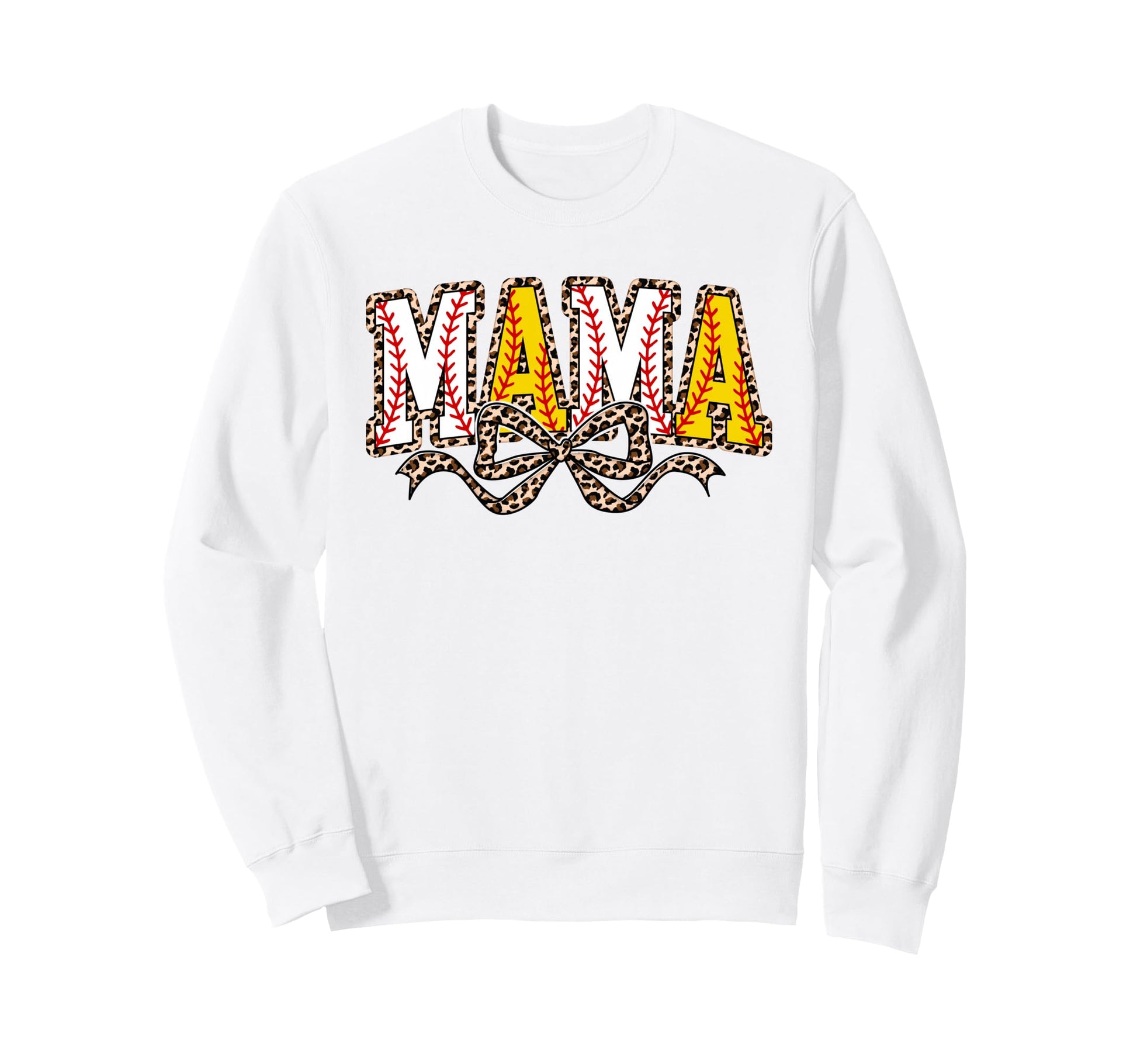 Leopard Baseball Softball Mama Sweatshirt - Casual Everyday Wear Unisex - T-Shirt, Sweatshirt, Hoodie