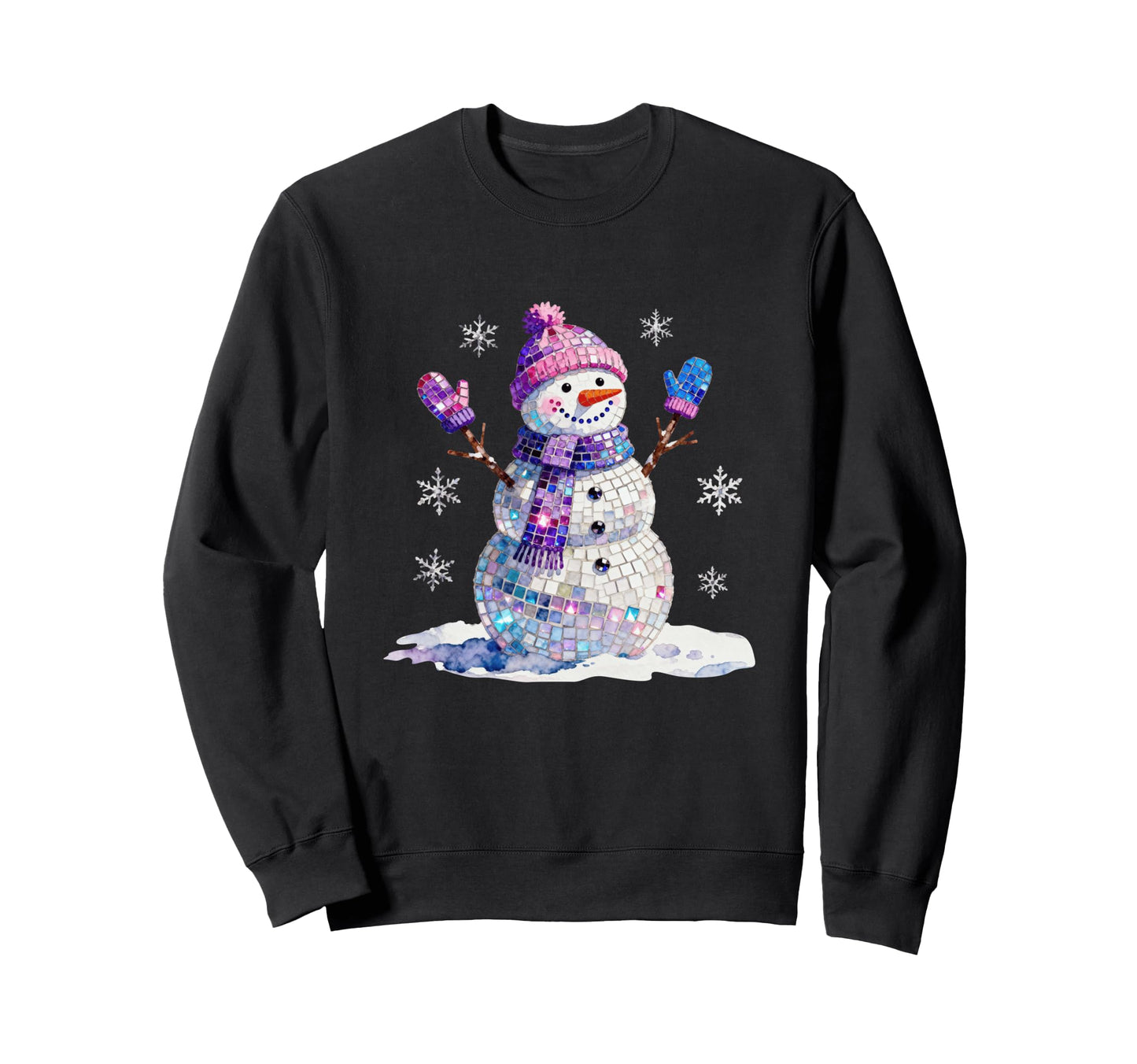 Girly Snowman Disco Ball Cozy Winter Sweatshirt - Streetwear Style Unisex - T-Shirt, Sweatshirt, Hoodie