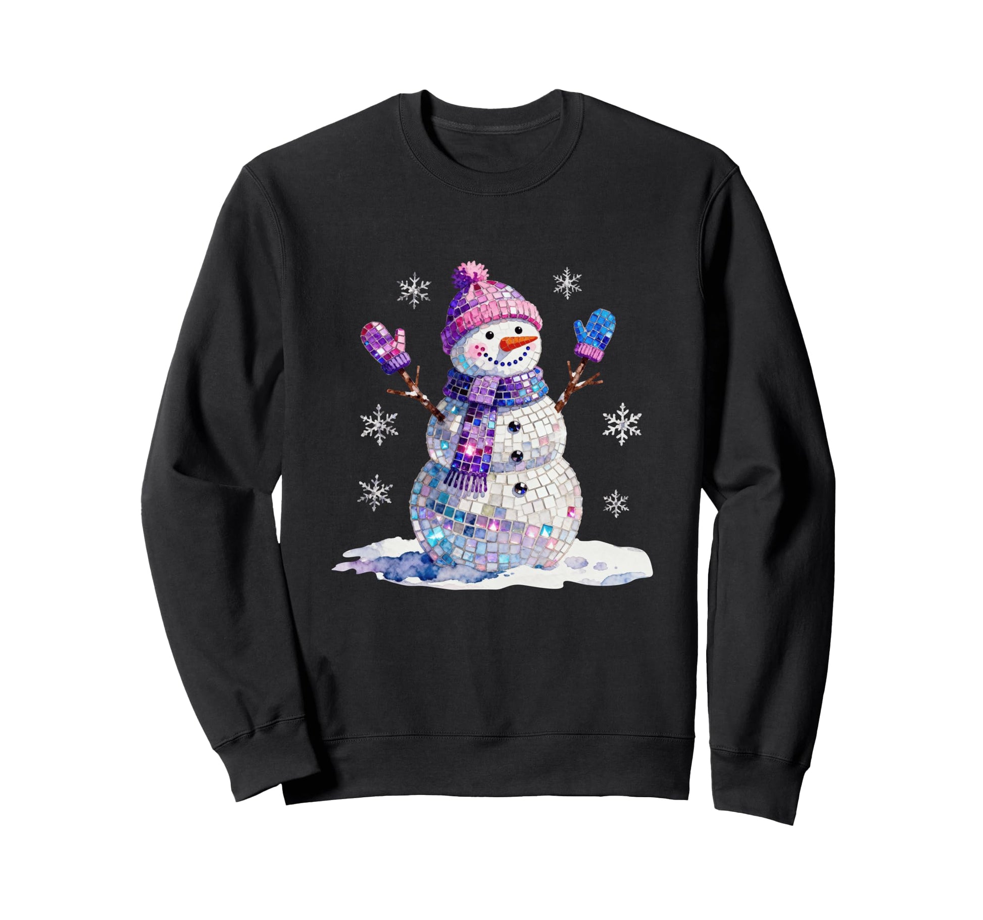 Girly Snowman Disco Ball Cozy Winter Sweatshirt - Streetwear Style Unisex - T-Shirt, Sweatshirt, Hoodie