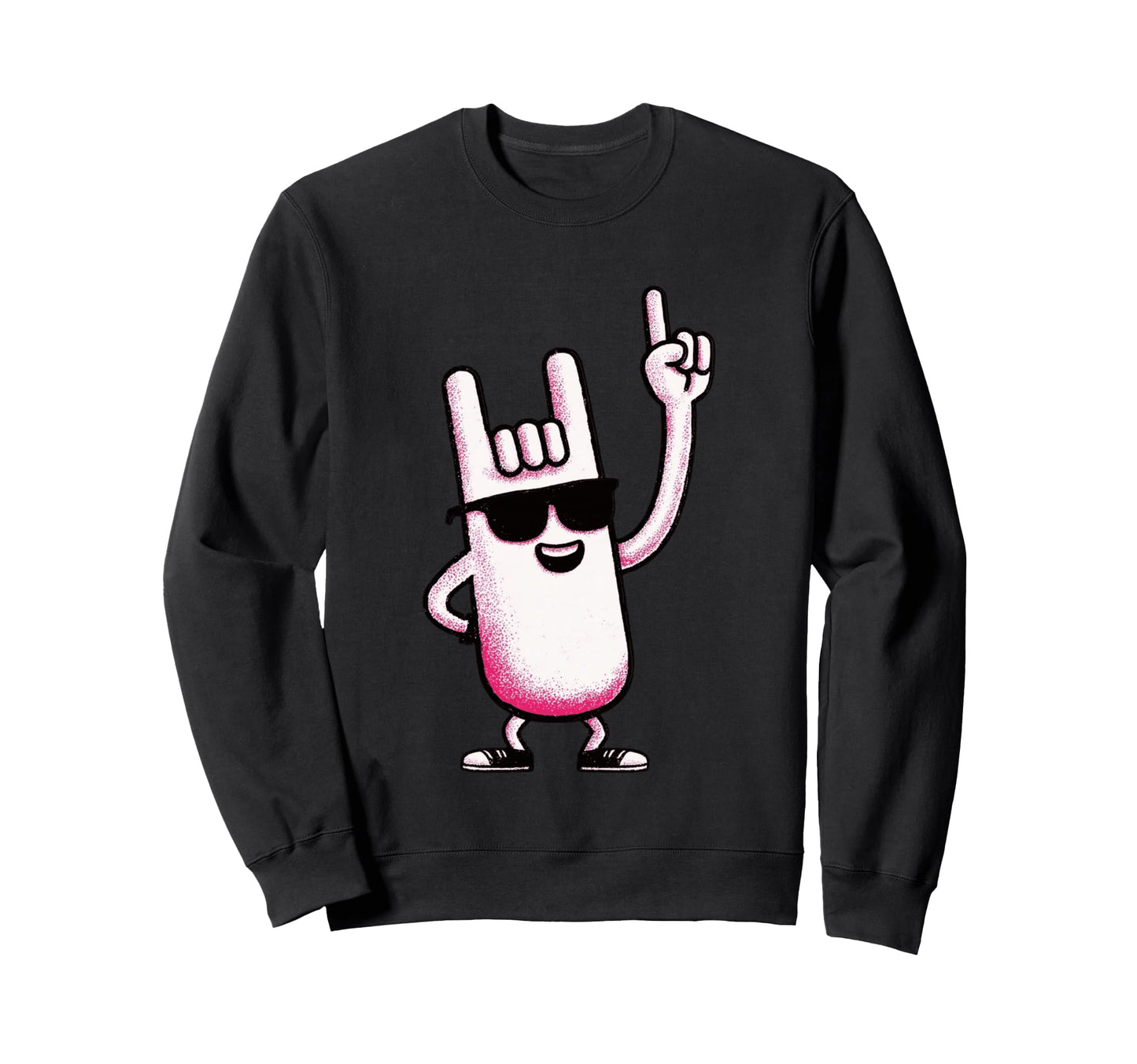 Mascot Rock Hand Sign Pointing Sweatshirt - Fun Novelty Design Unisex - T-Shirt, Sweatshirt, Hoodie